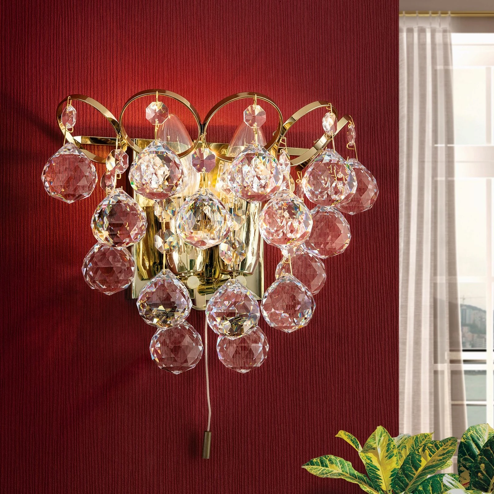 Zidna lampa KRISTALL KLASSISCH, sa dva izvora svetla, pozlaćena 24-karatnim zlatom - 1