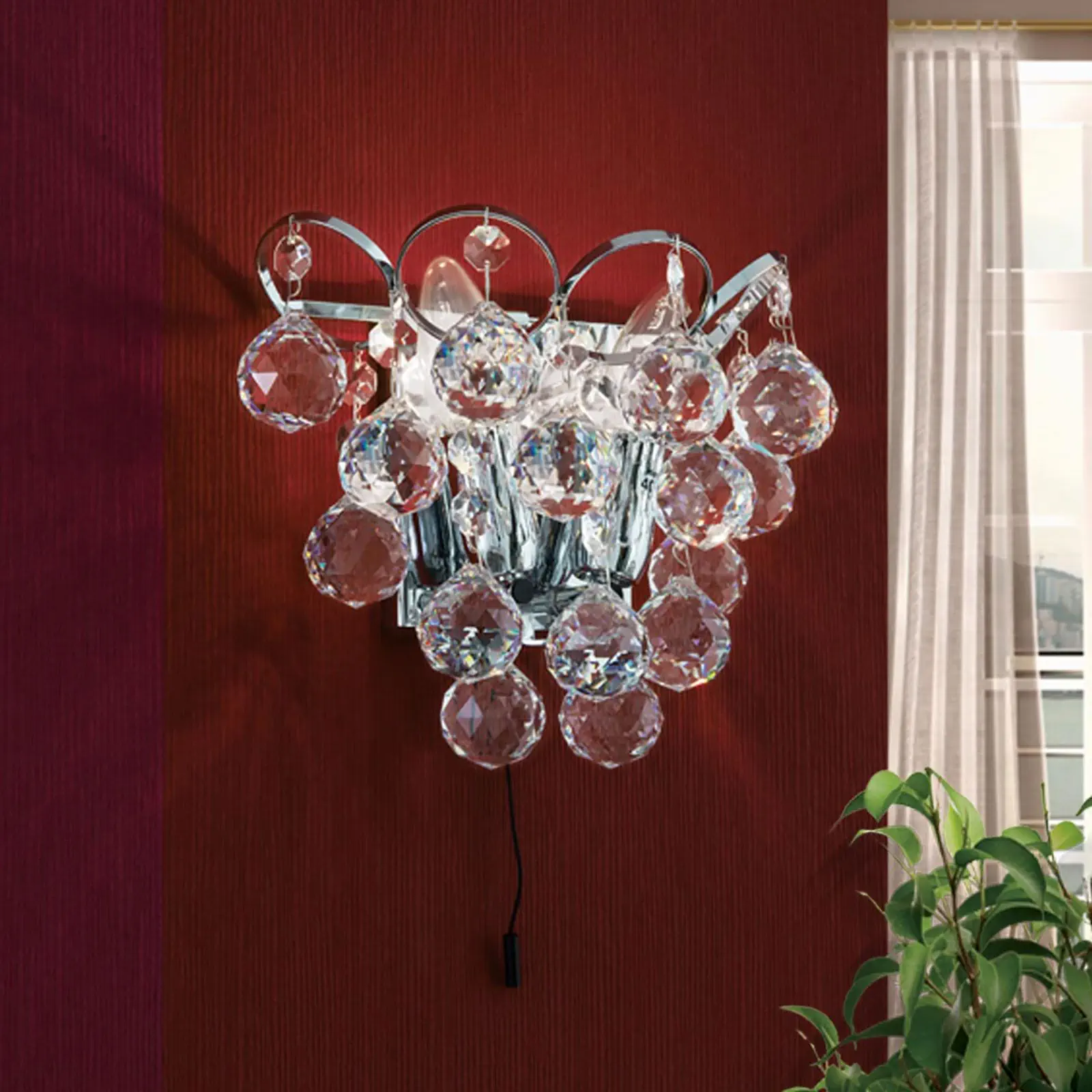 Zidna lampa KRISTALL KLASSISCH, sa dva izvora svetla, hromirana - 4