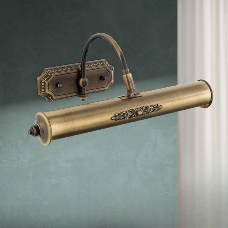 Zidna lampa BILDERLEUCHTE sa dekorom od mesinga, antik mesing, srednja