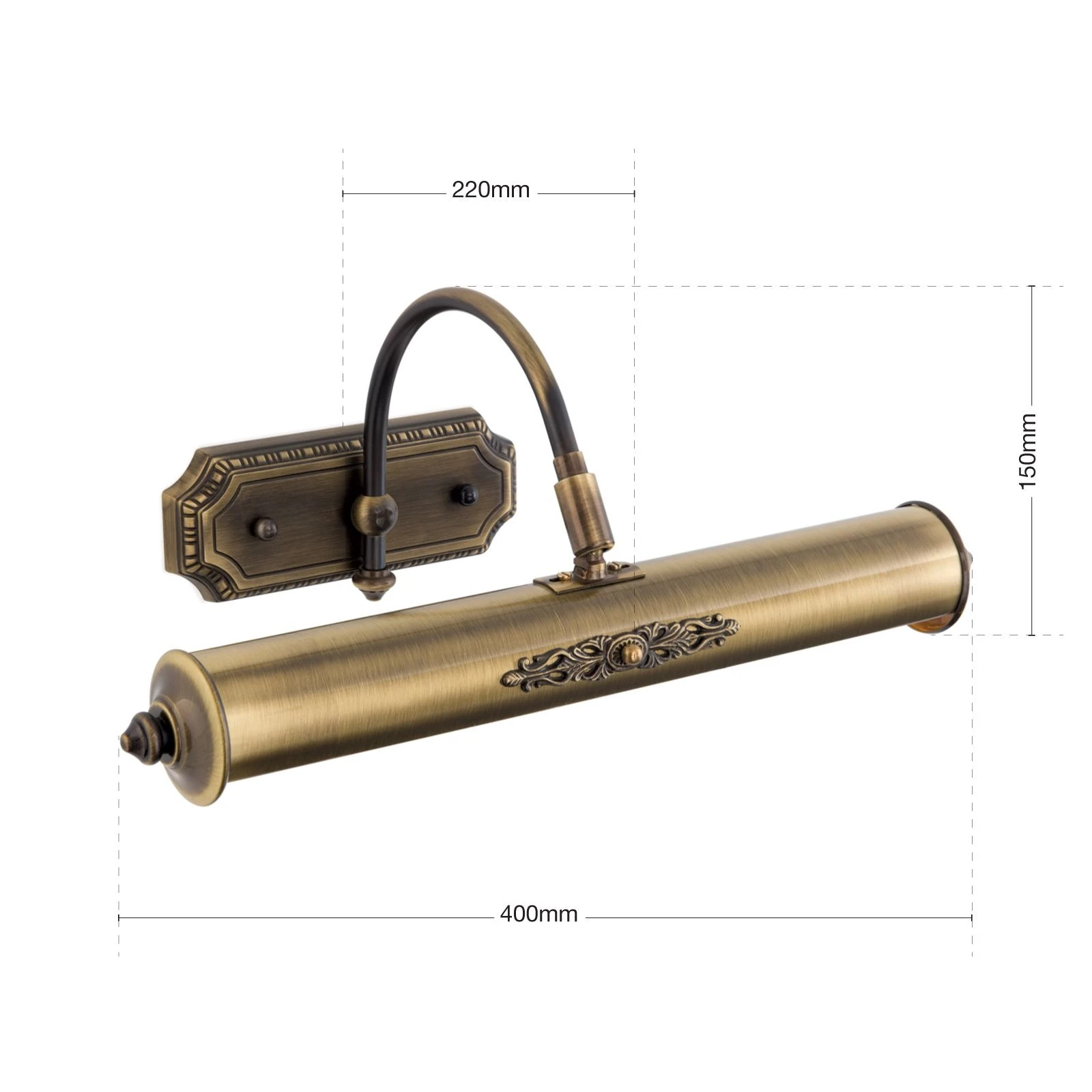 Zidna lampa BILDERLEUCHTE sa dekorom od mesinga, antik mesing, srednja - 7