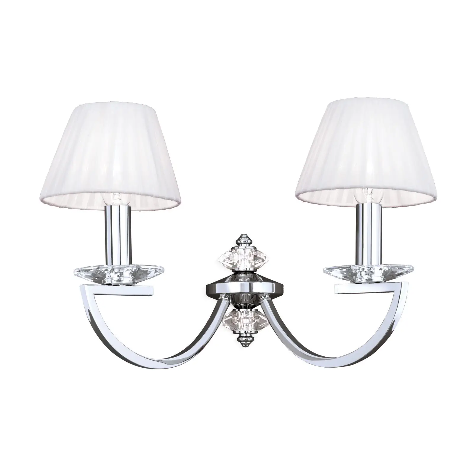 Zidna lampa AVALA, sa dva izvora svetla, niklovana sa belim abažurima - 3