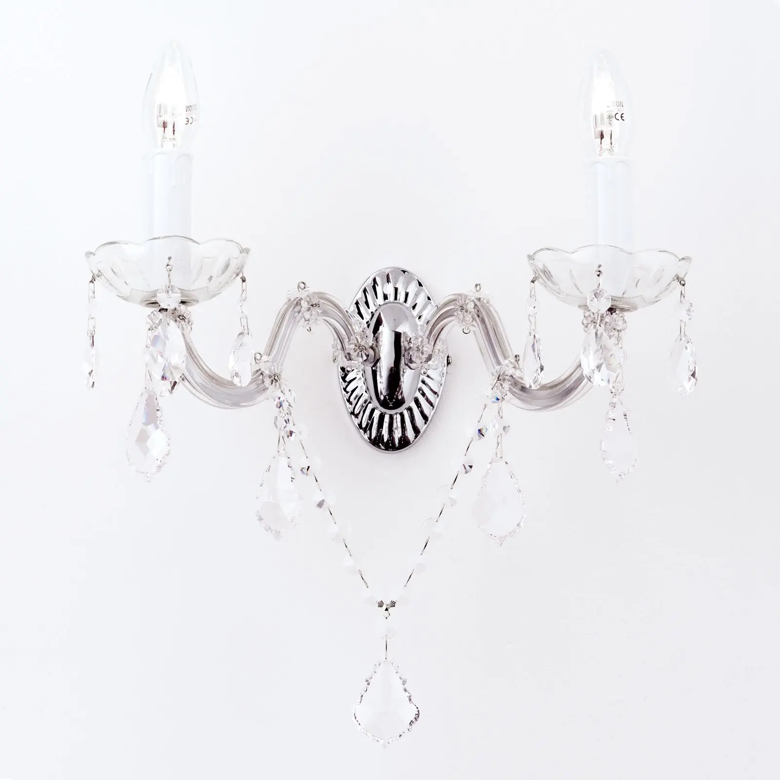 Zidna lampa THERESA, sa dva izvora svetla, srebrna, sa Asfour kristalima - 4