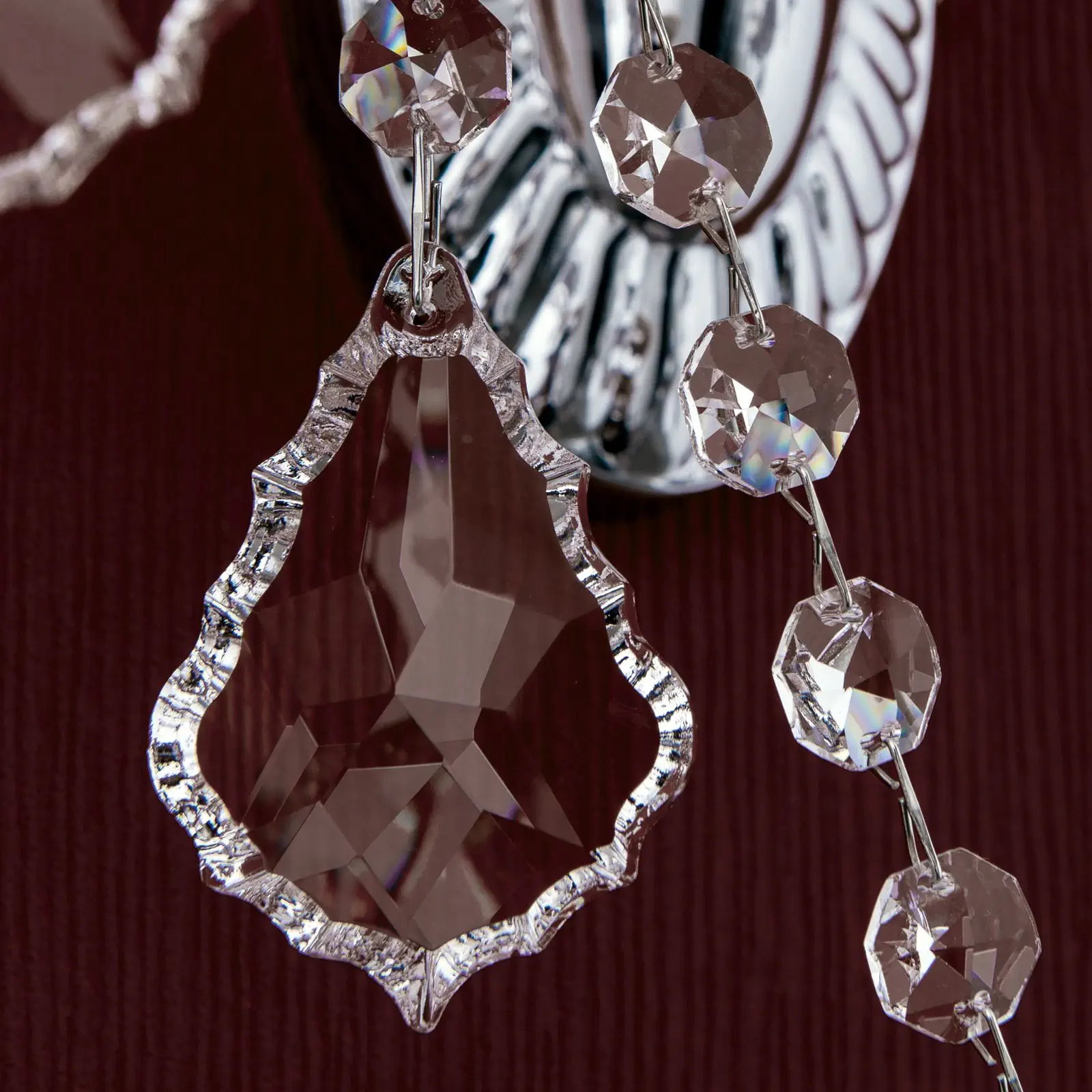 Zidna lampa THERESA, sa dva izvora svetla, srebrna, sa Asfour kristalima - 5