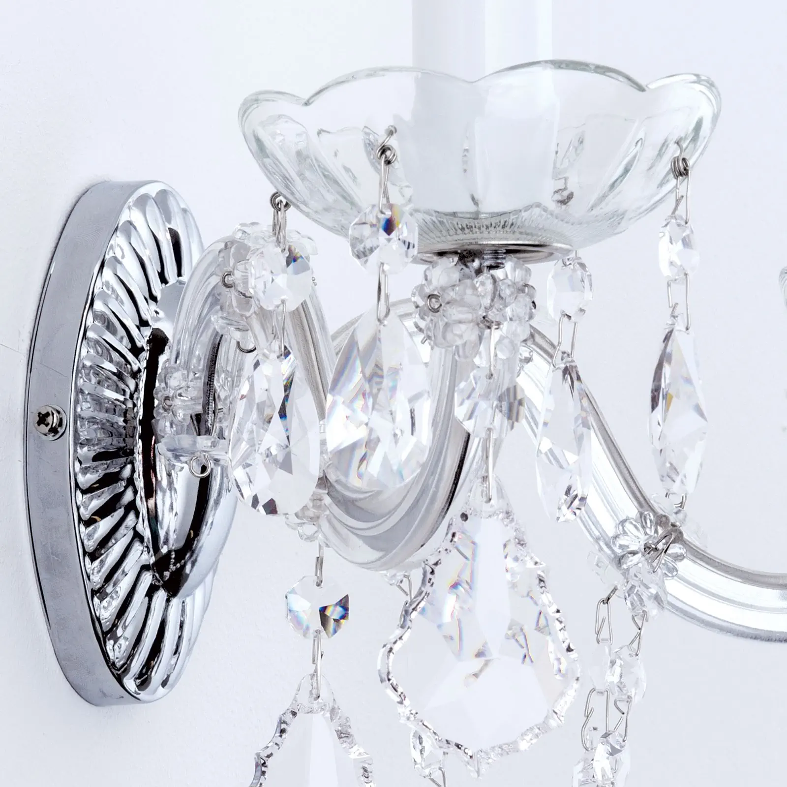 Zidna lampa THERESA, sa dva izvora svetla, srebrna, sa Asfour kristalima - 6