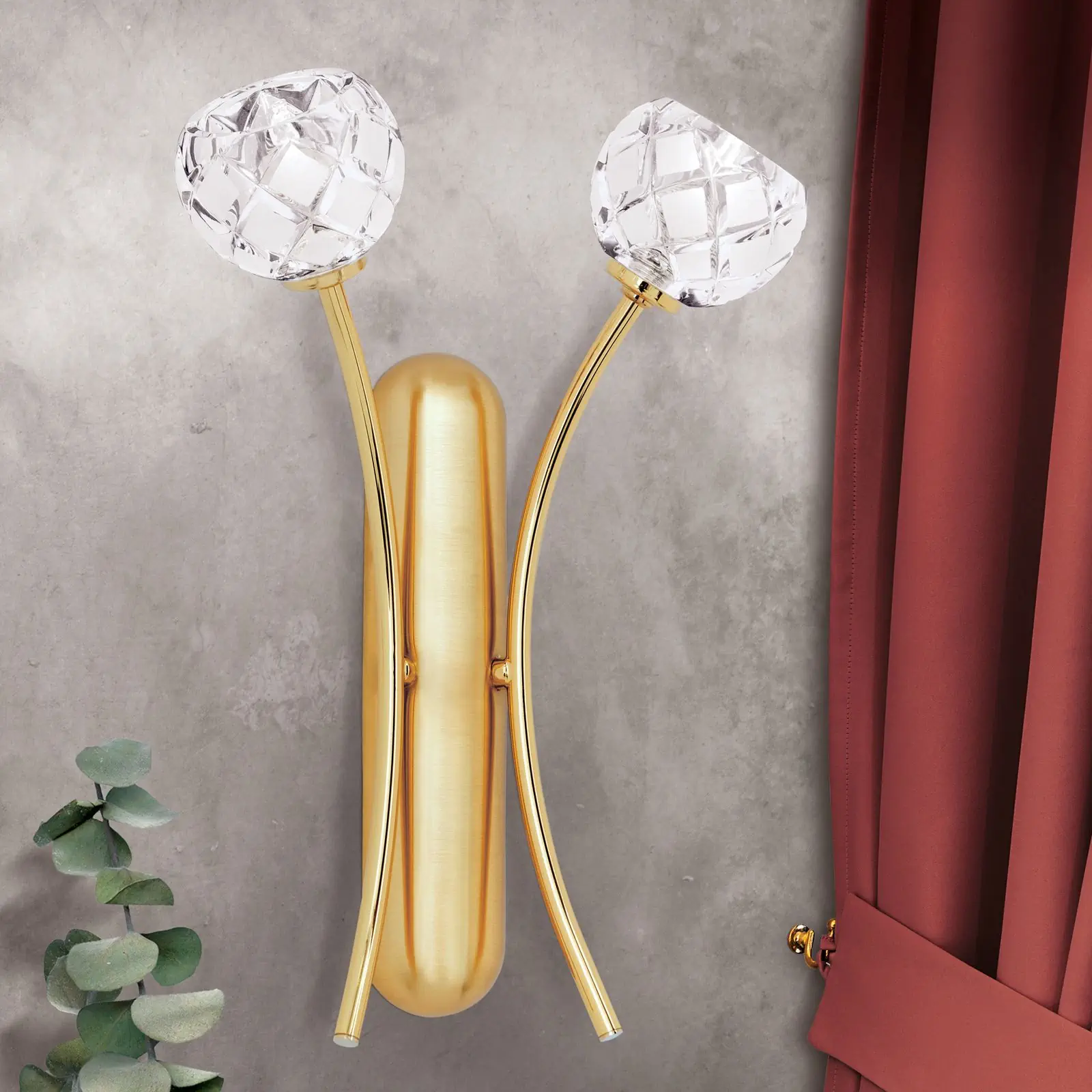 Zidna lampa MADERNO, sa dva izvora svetla, zlatna mat - 1