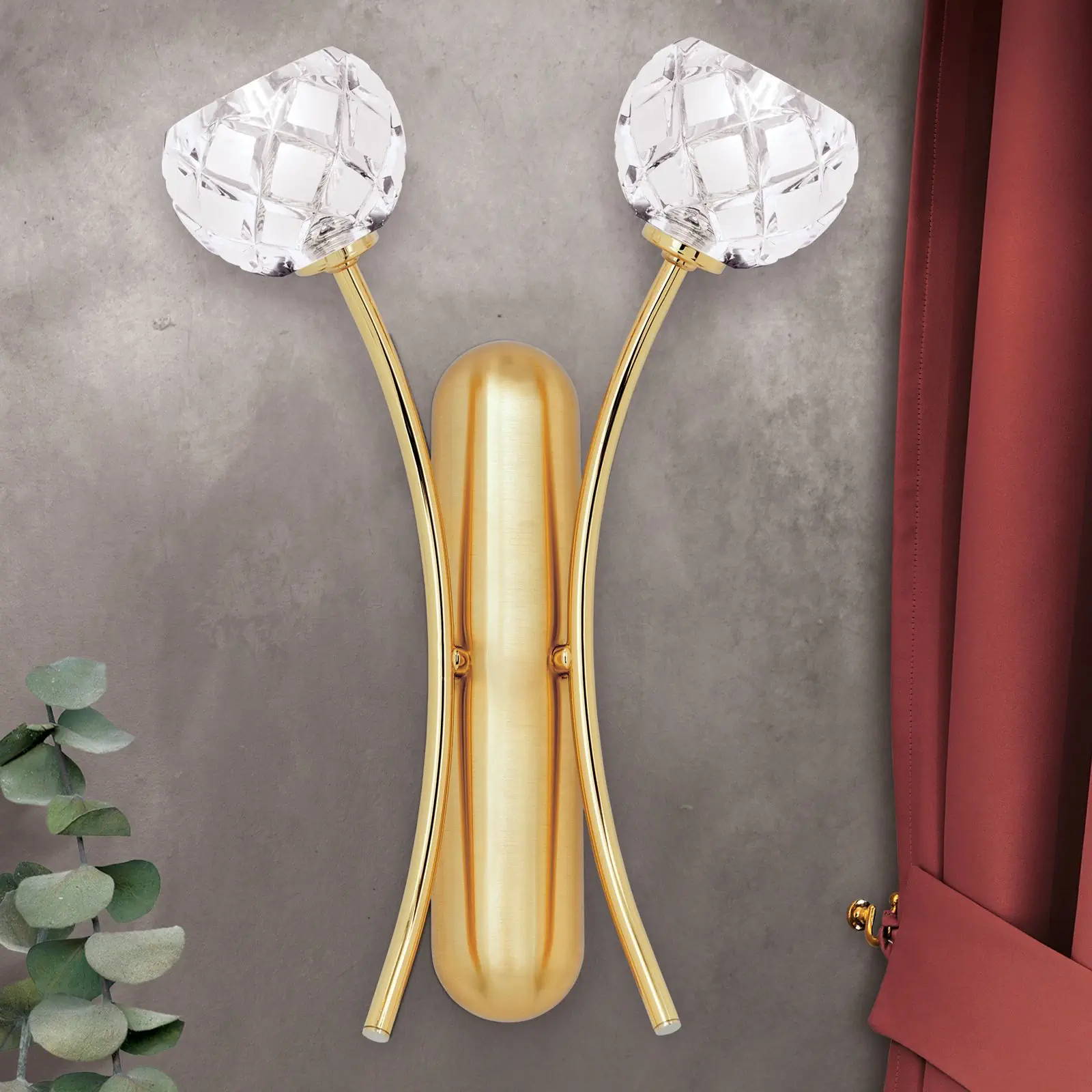 Zidna lampa MADERNO, sa dva izvora svetla, zlatna mat - 2