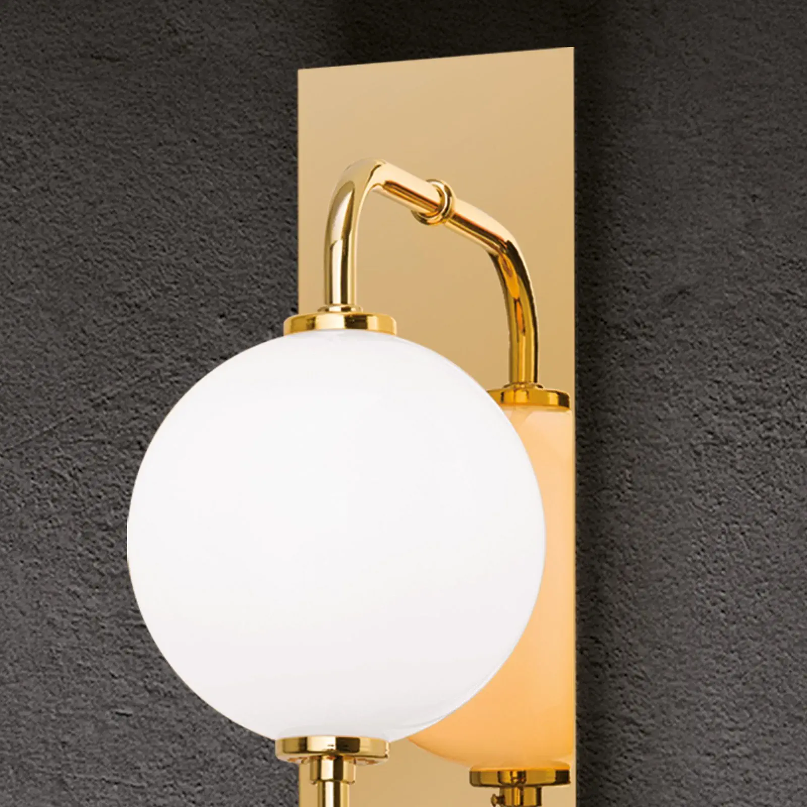 Zidna lampa PIPES, zlatna, sa sjajnim opal staklom - 2