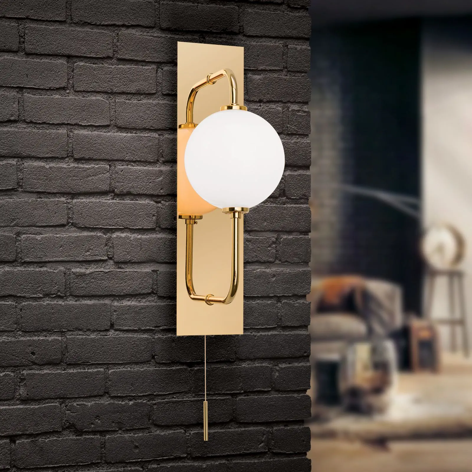 Zidna lampa PIPES, zlatna, sa sjajnim opal staklom - 7