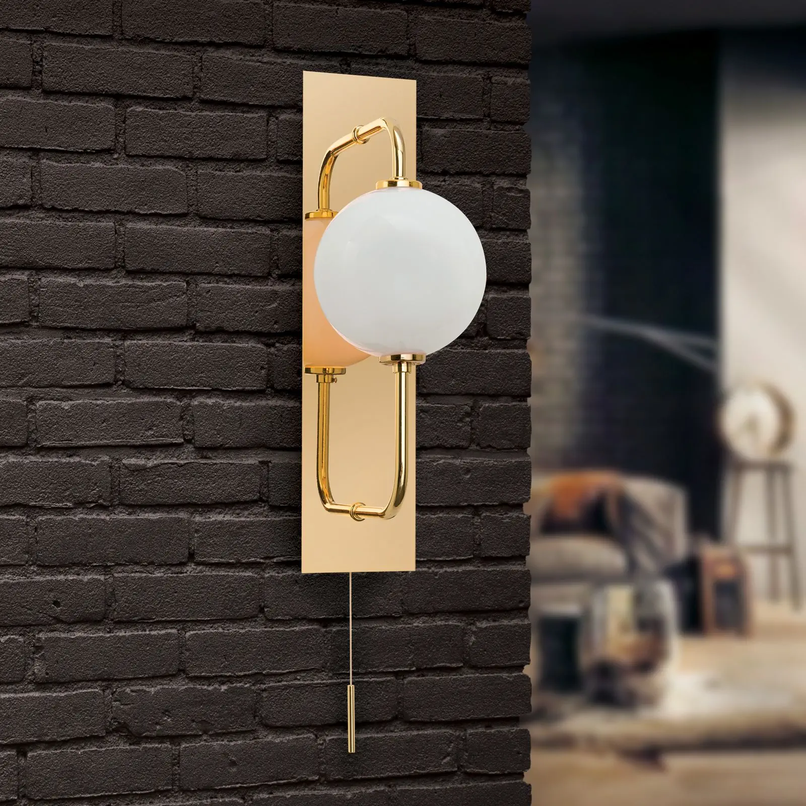 Zidna lampa PIPES, zlatna, sa sjajnim opal staklom - 9