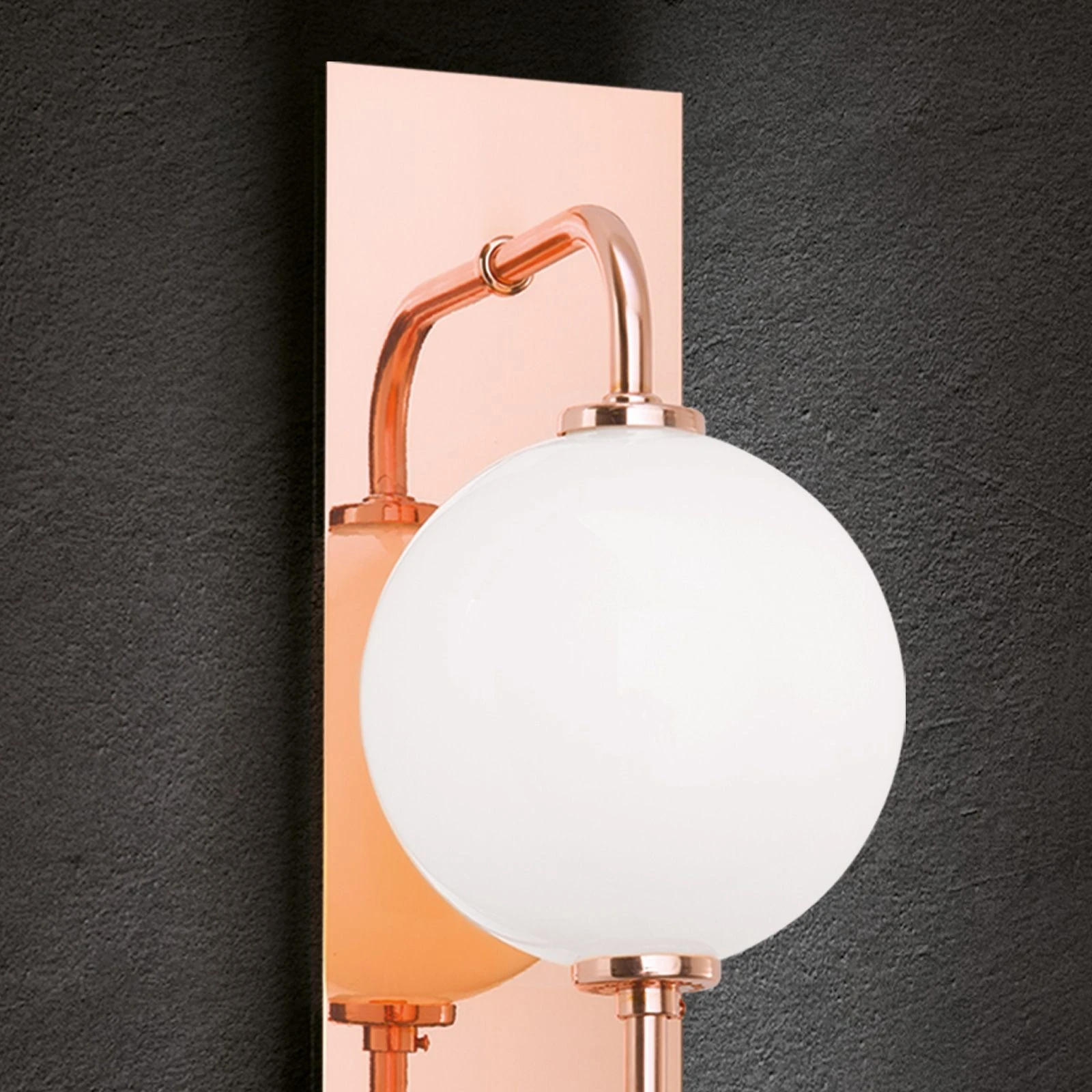 Zidna lampa PIPES, bakar, sa sjajnim opal staklom - 2