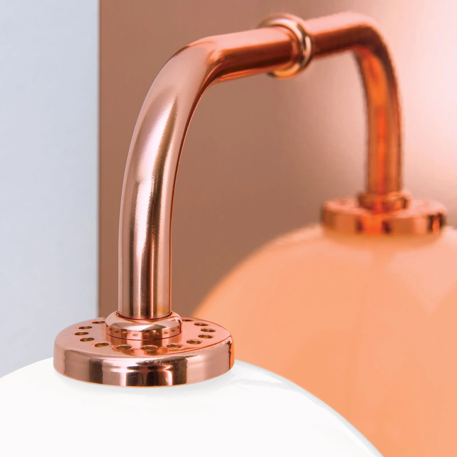 Zidna lampa PIPES, bakar, sa sjajnim opal staklom - 5