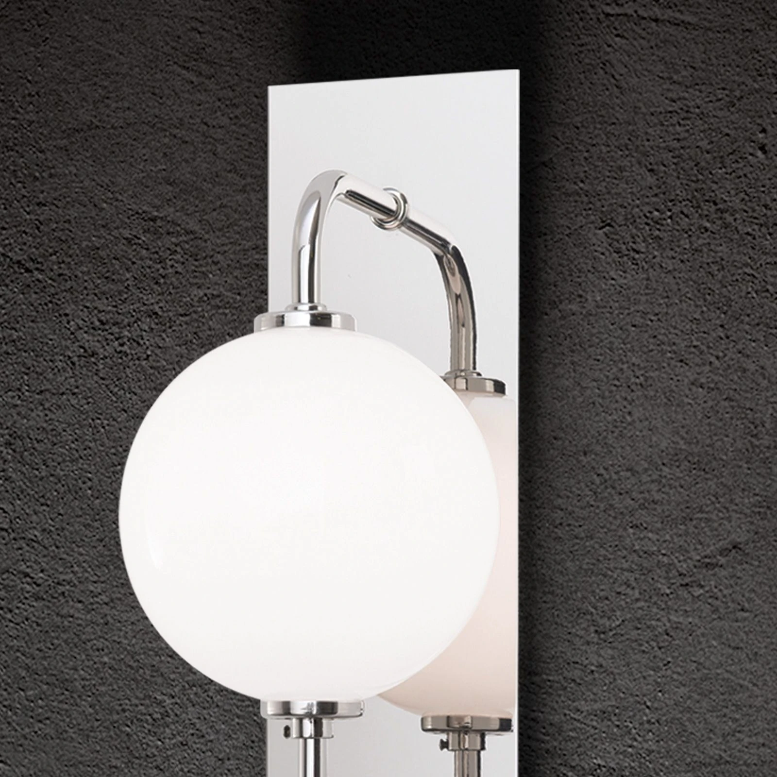 Zidna lampa PIPES, sjajni nikal, sa sjajnim opal staklom - 2