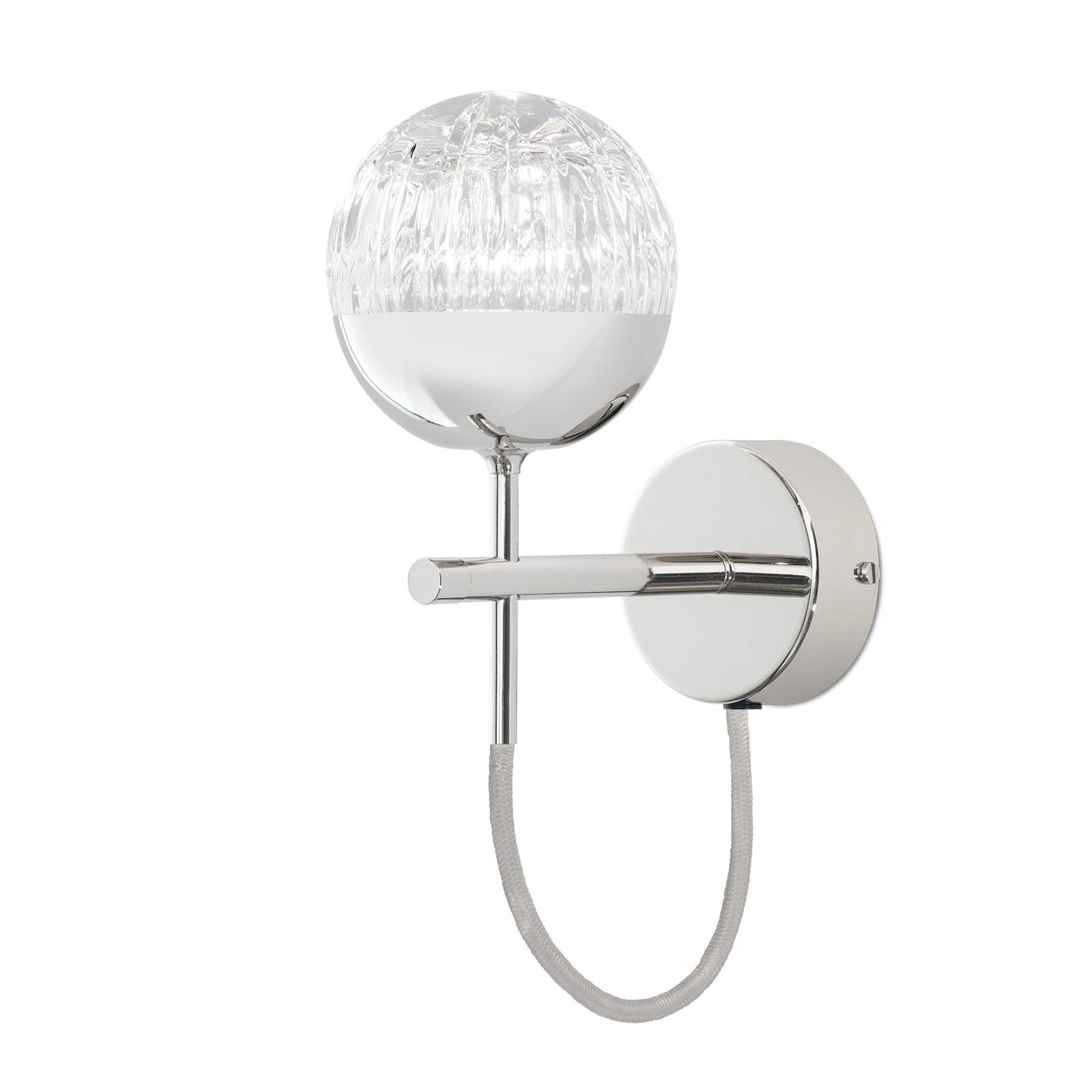 Zidna lampa BALL sa tekstilnim kablom, niklovana, prozirno kristalno staklo (ručno sečeno) - 6