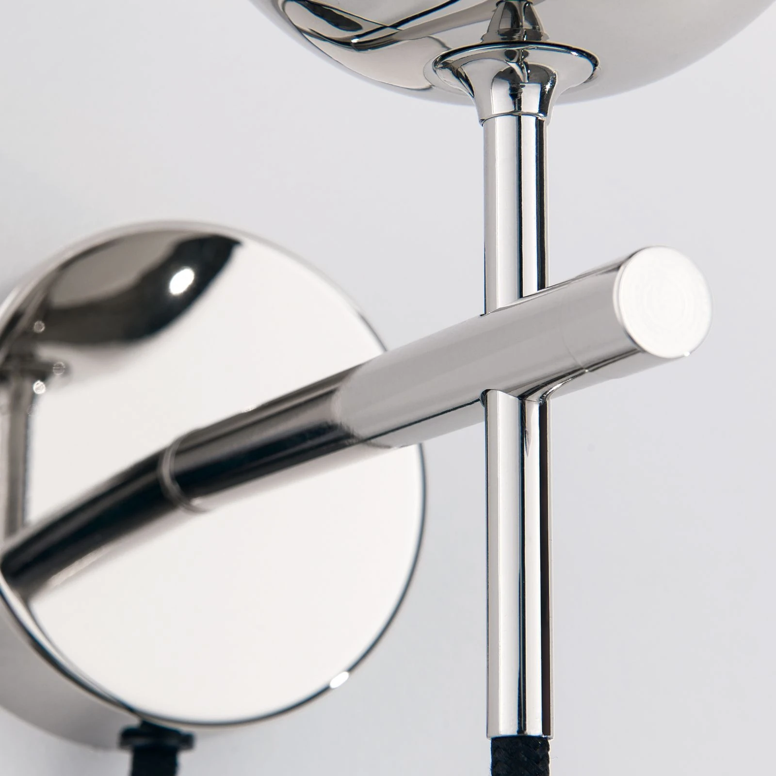 Zidna lampa BALL sa tekstilnim kablom, niklovana, prozirno kristalno staklo (ručno sečeno) - 7