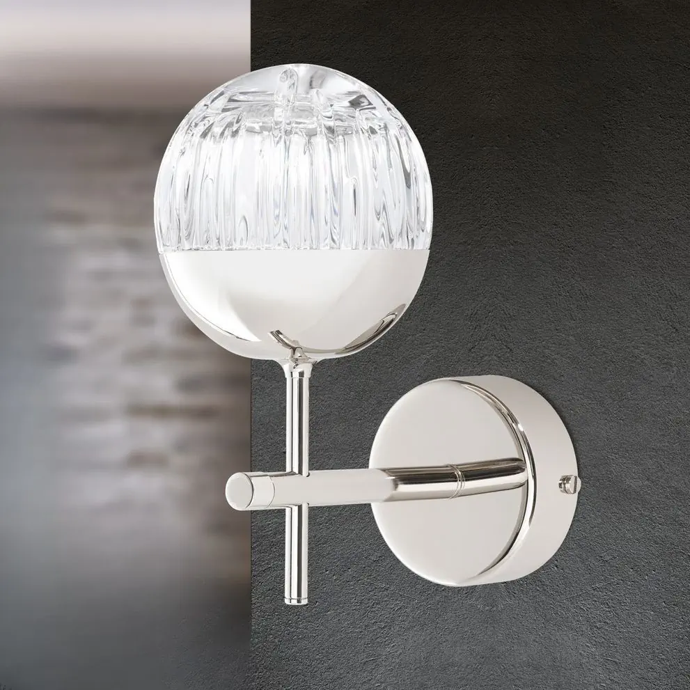 Zidna lampa BALL, niklovana, sa providnim kristalnim staklom sa line cut brušenjem - 1