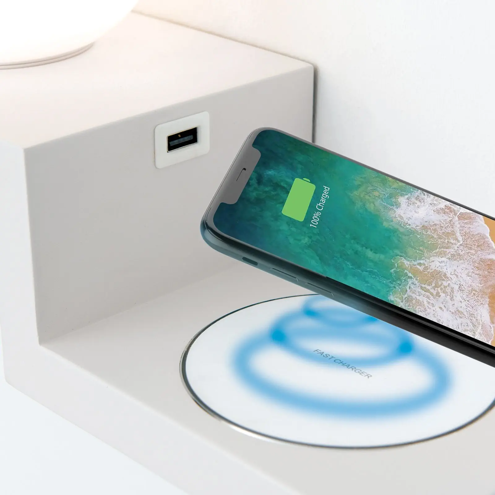 LED zidna lampa SNOWBALL with charging station, bela - 5