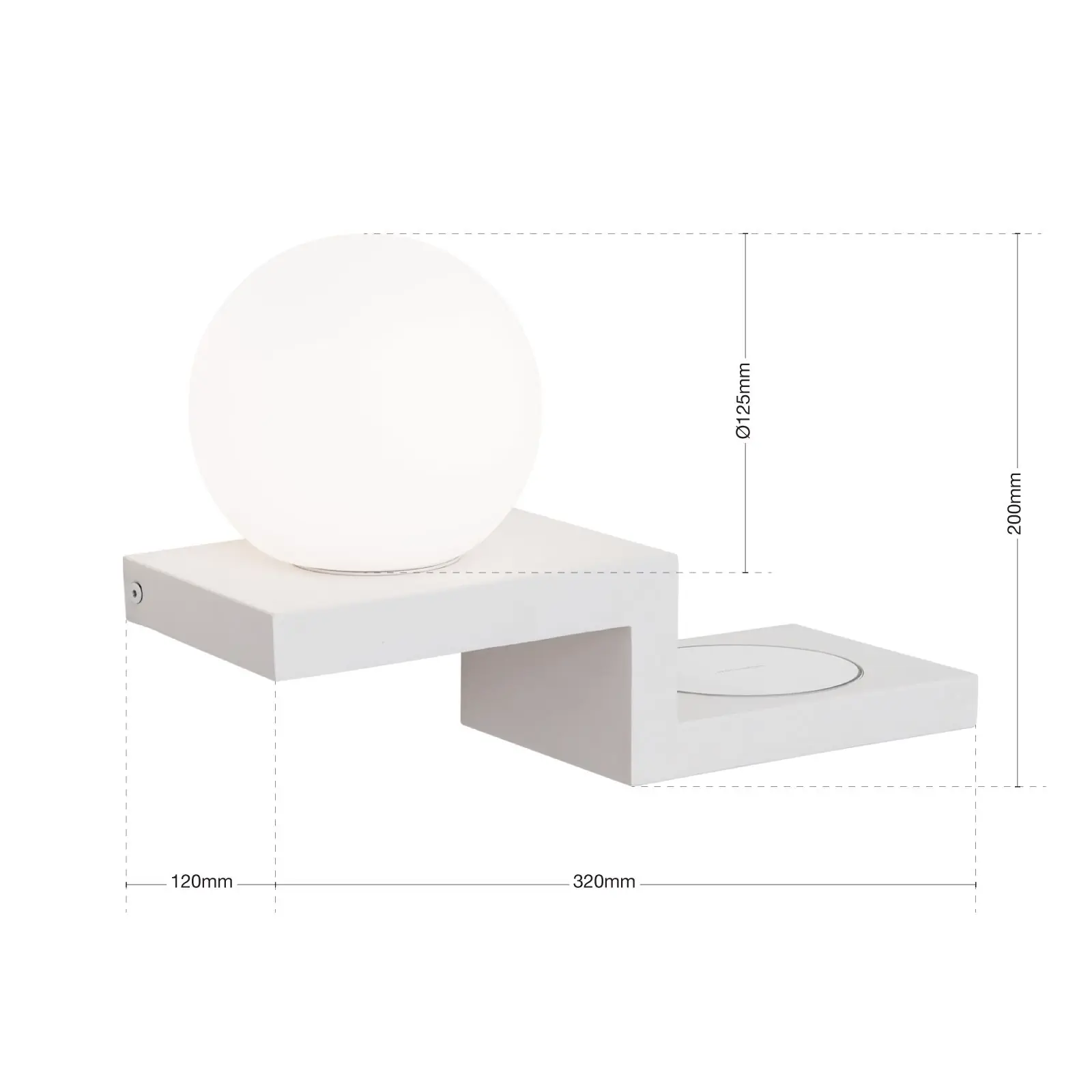 LED zidna lampa SNOWBALL with charging station, bela - 7
