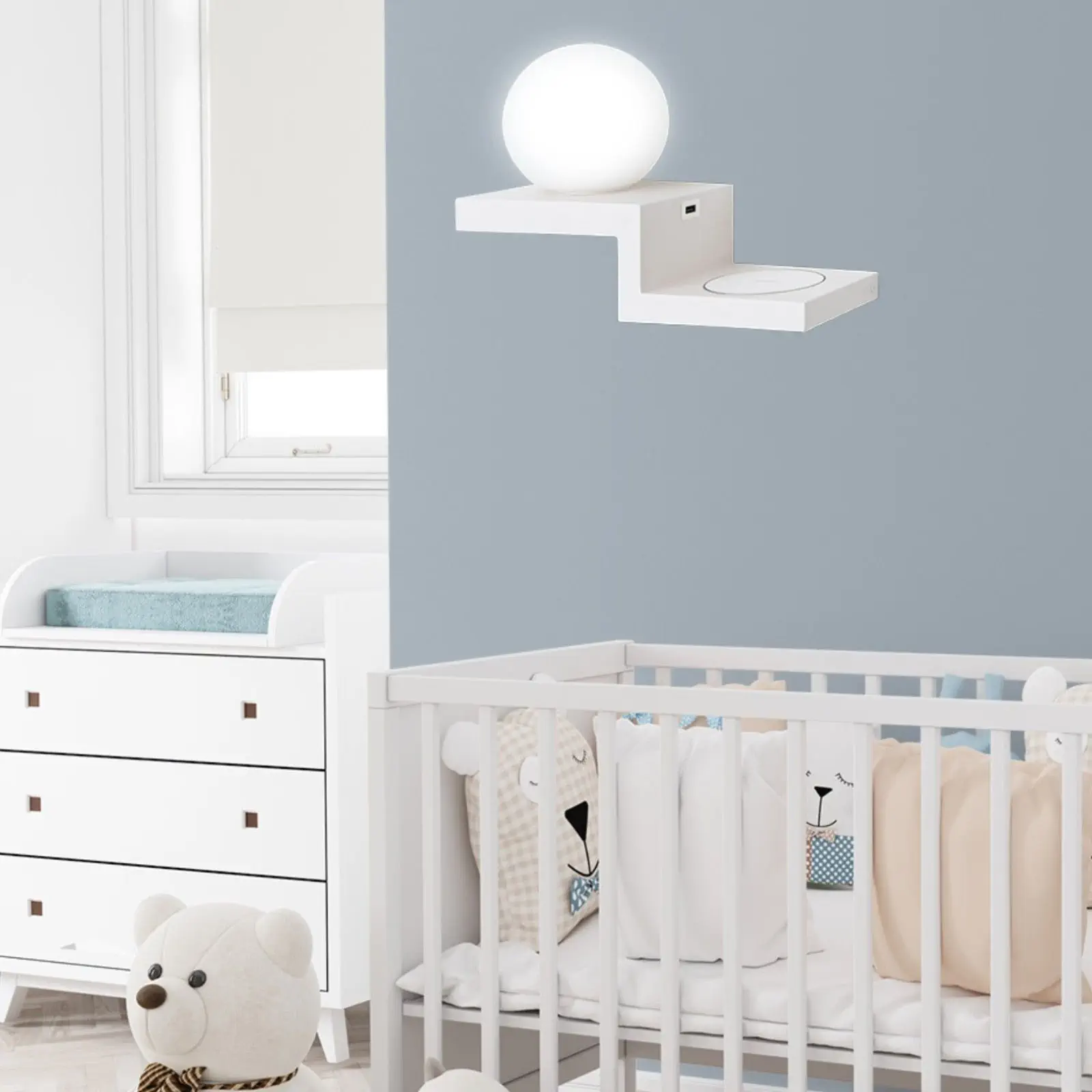 LED zidna lampa SNOWBALL with charging station, bela - 8