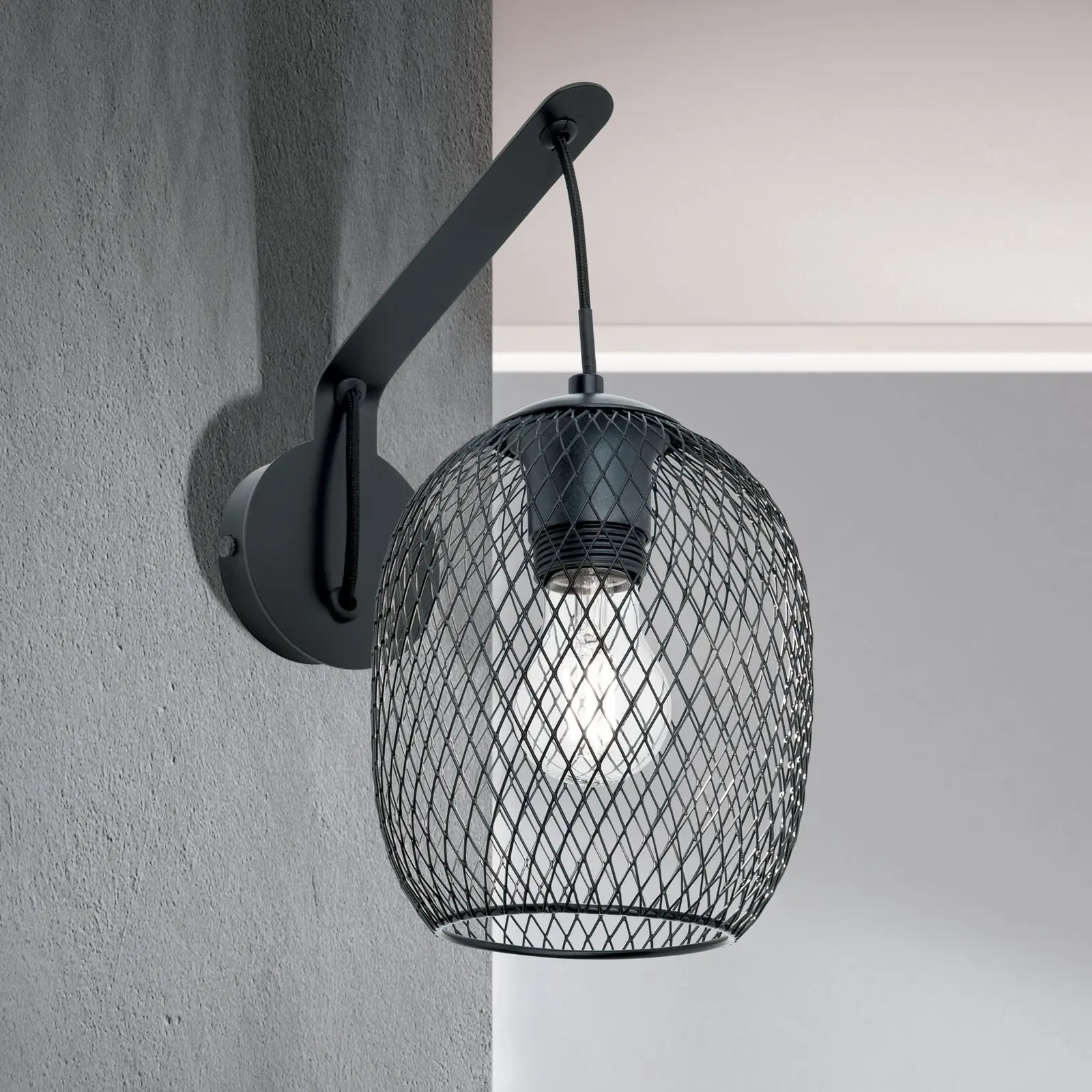 Zidna lampa GEORGINA sa kavez abažurima, crna - 2