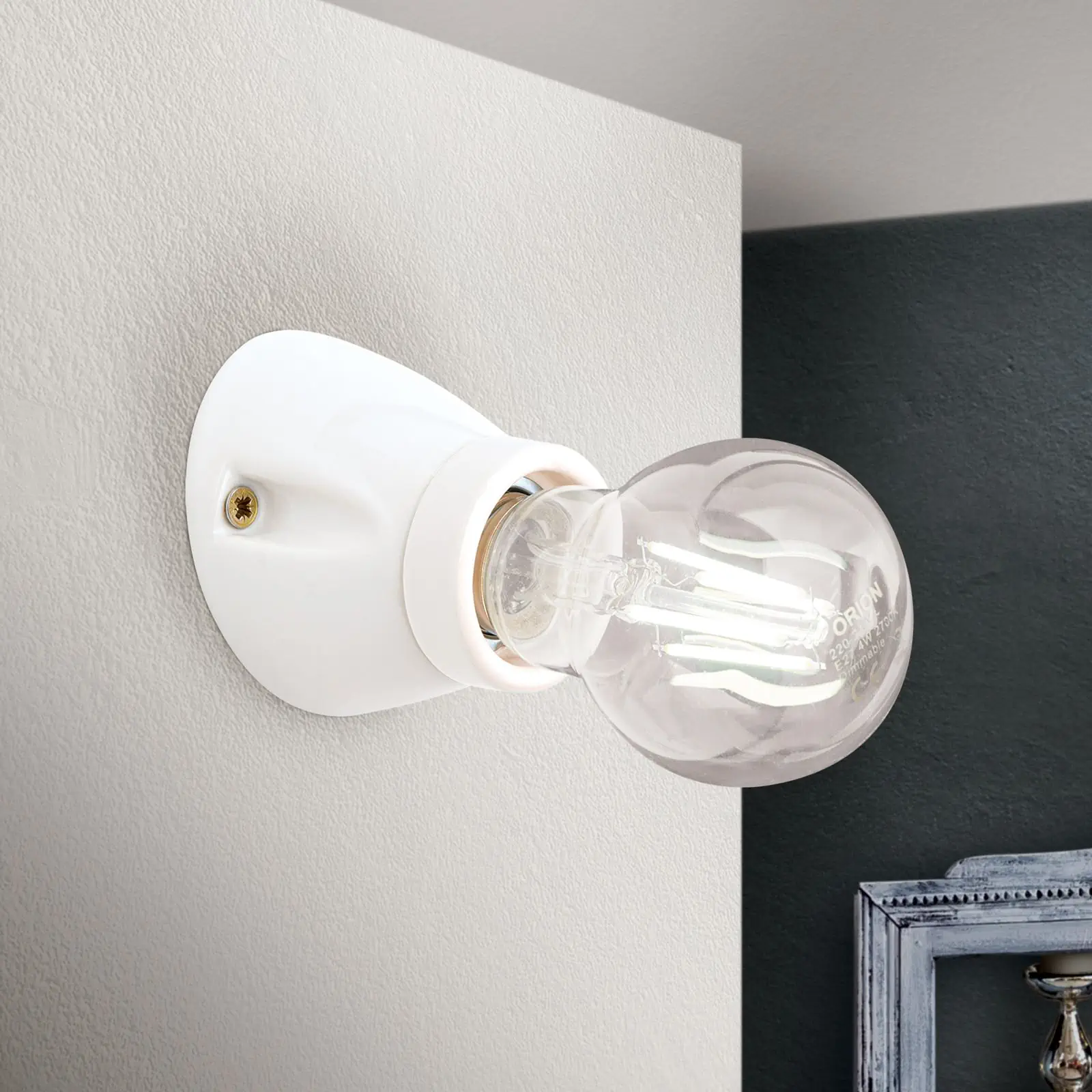 Zidna lampa FROST, sa jednim izvorom svetla, keramika, bela - 1