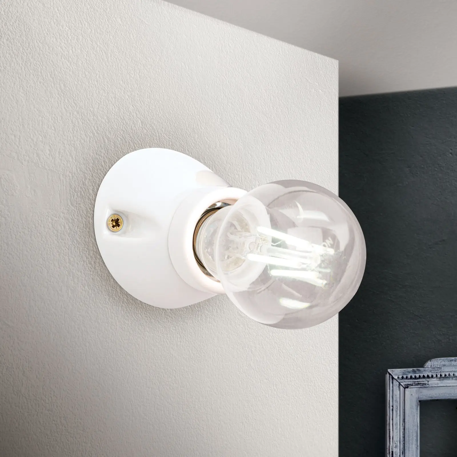 Zidna lampa FROST, sa jednim izvorom svetla, keramika, bela - 2