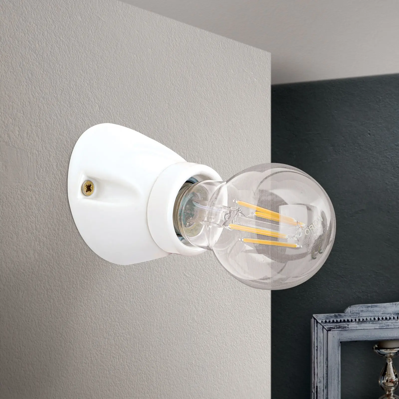 Zidna lampa FROST, sa jednim izvorom svetla, keramika, bela - 3