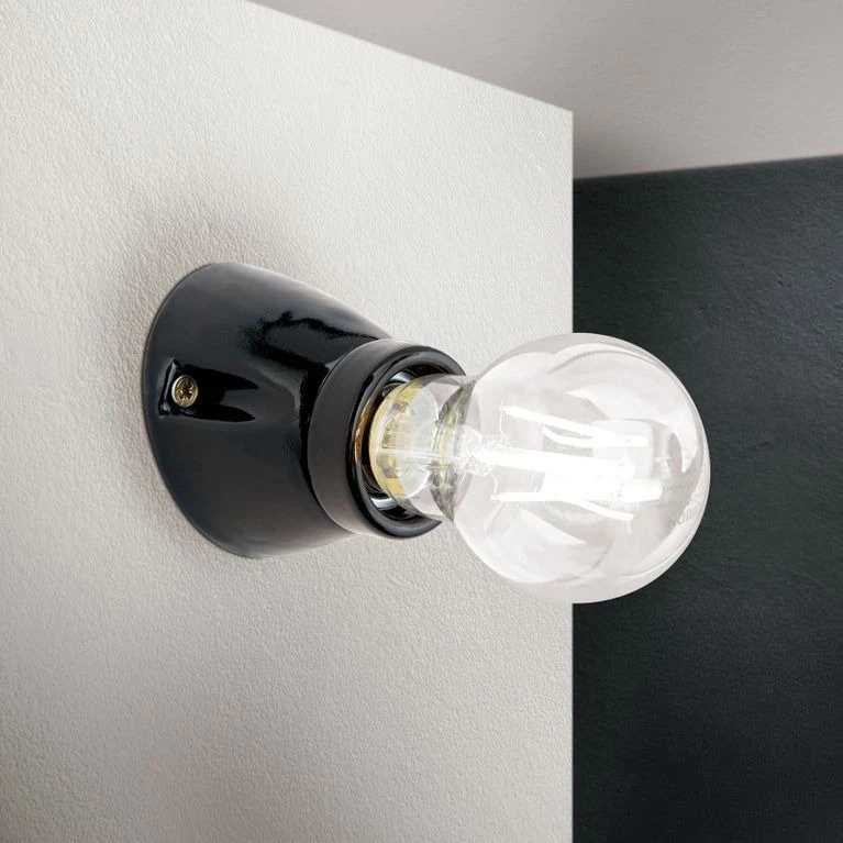 Zidna lampa FROST, sa jednim izvorom svetla, keramika, crna - 1