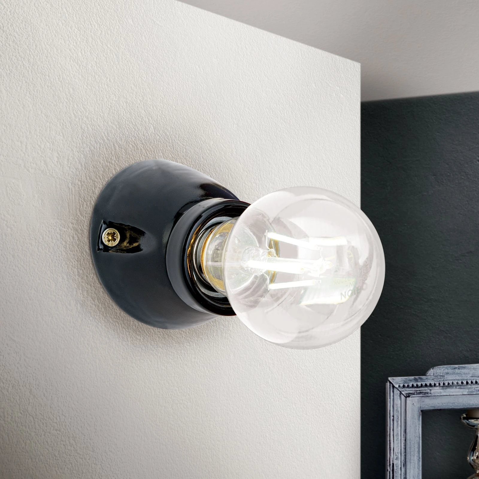 Zidna lampa FROST, sa jednim izvorom svetla, keramika, crna - 2