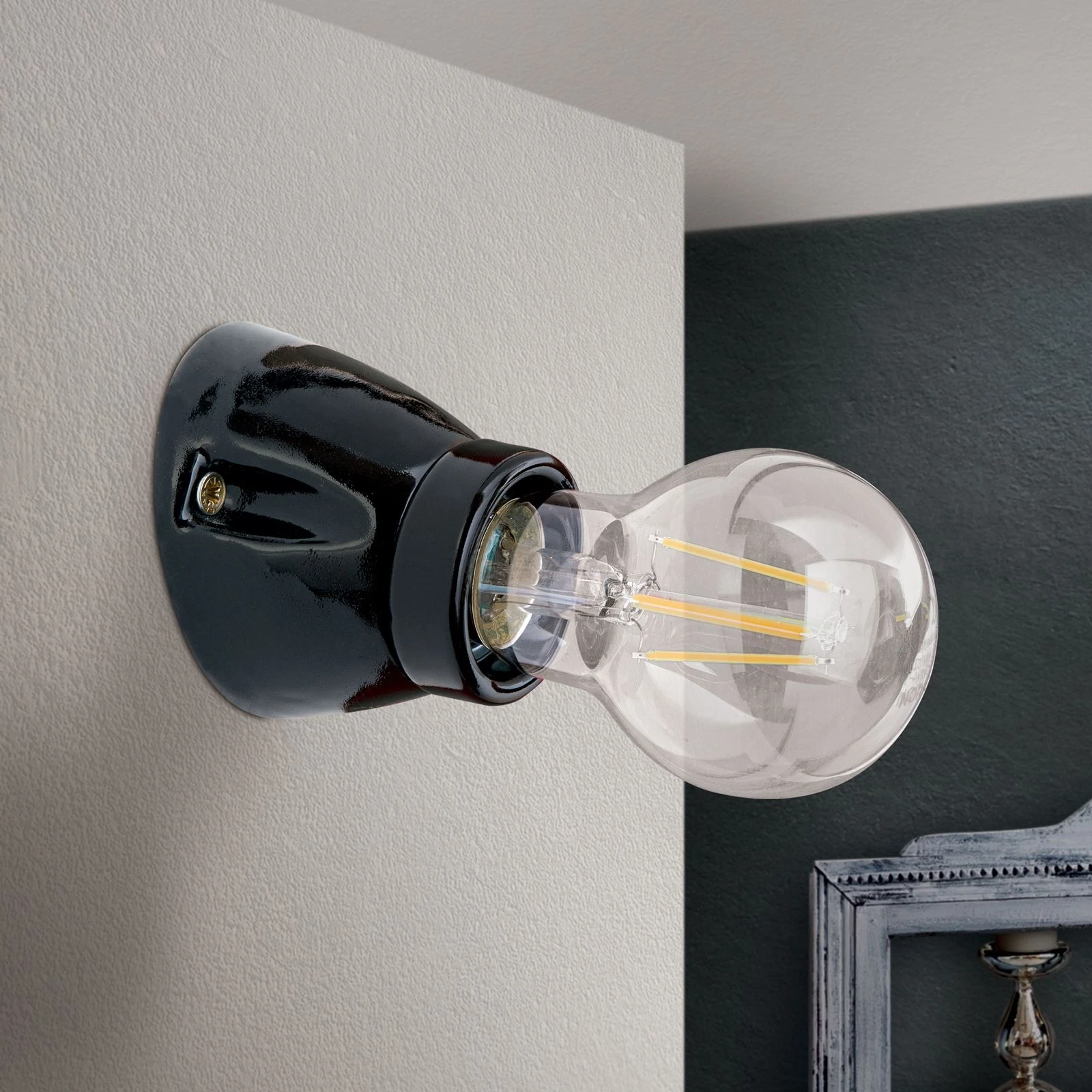 Zidna lampa FROST, sa jednim izvorom svetla, keramika, crna - 3