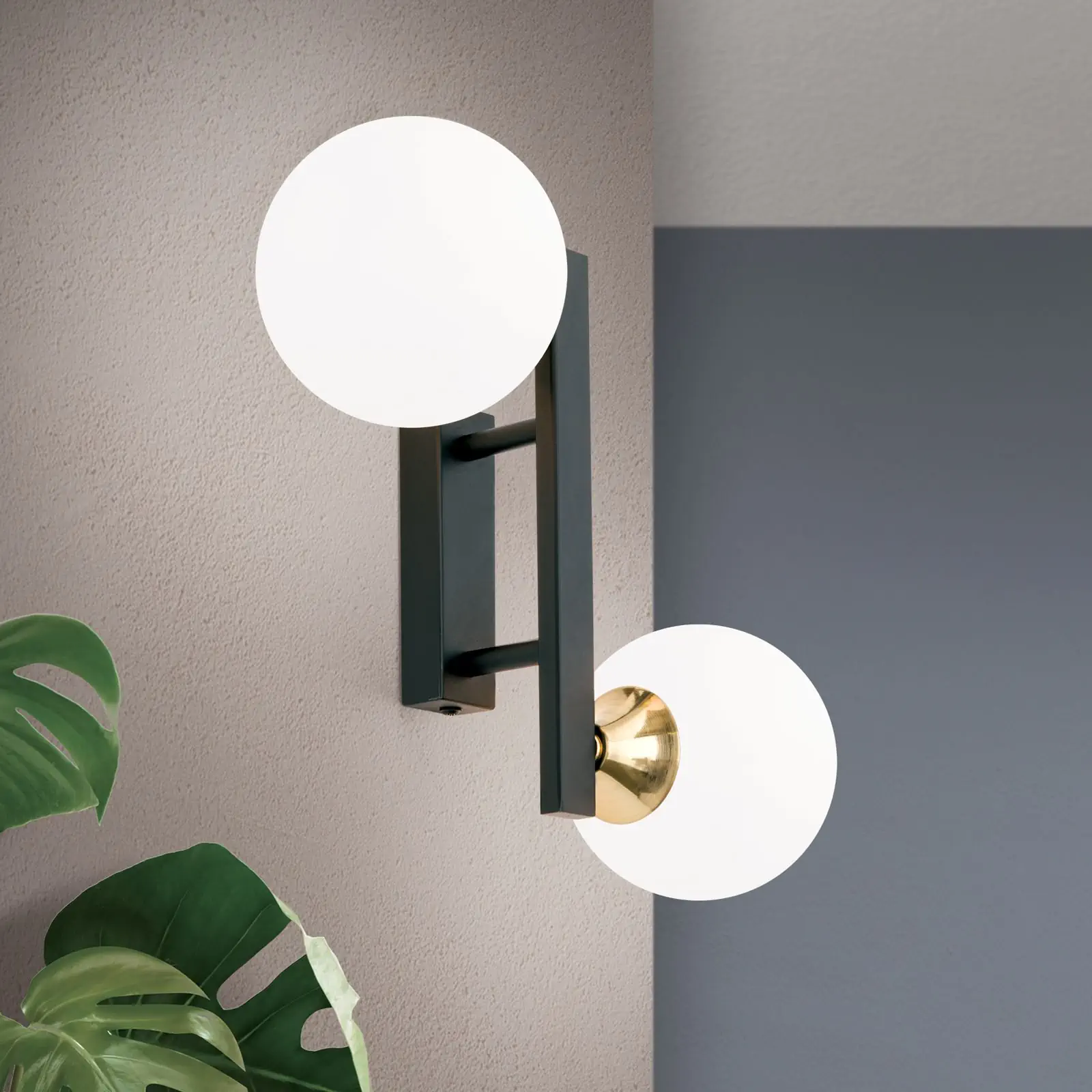 Zidna lampa SNOWWHITE sa dva izvora svetla, crni mesing - 2