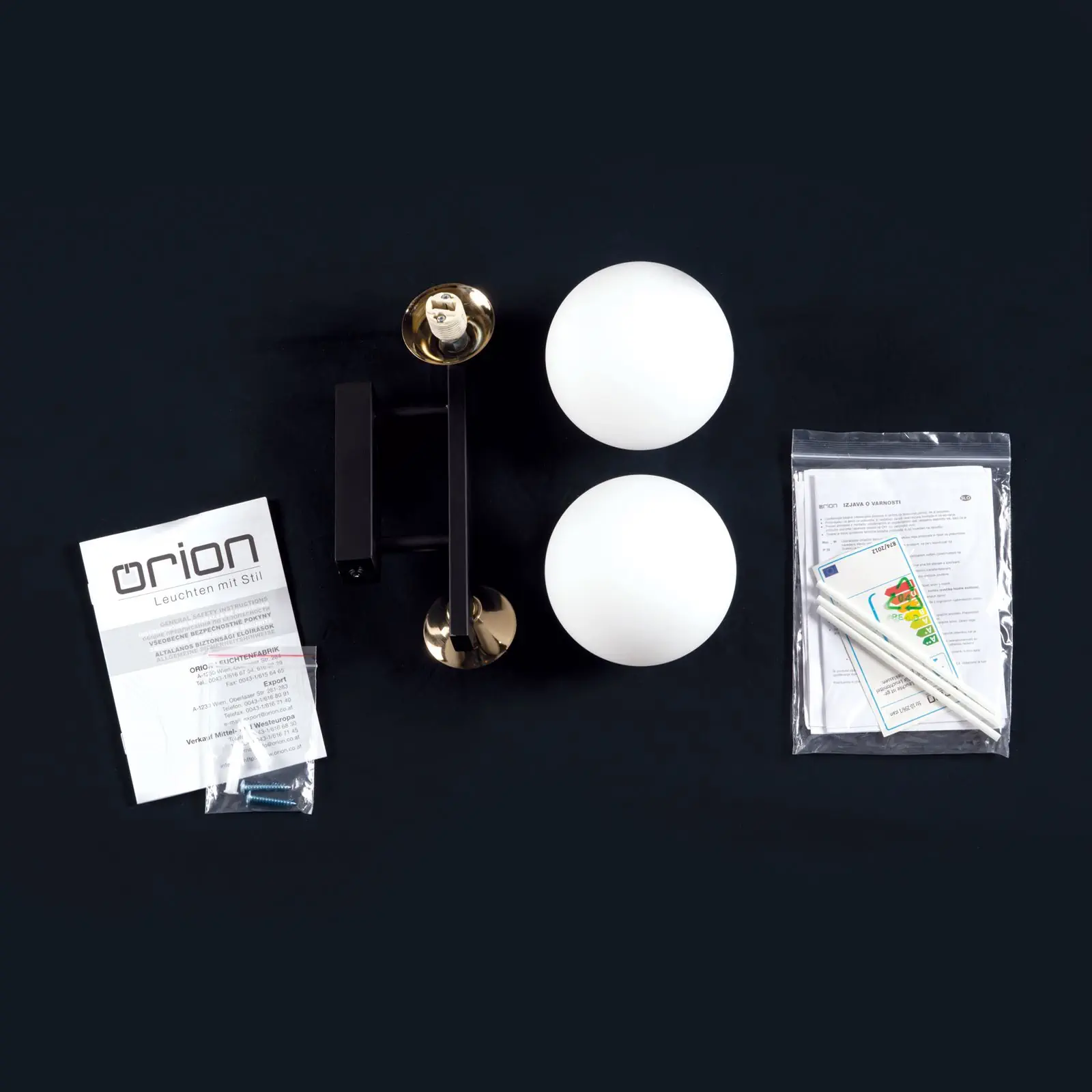 Zidna lampa SNOWWHITE sa dva izvora svetla, crni mesing - 8