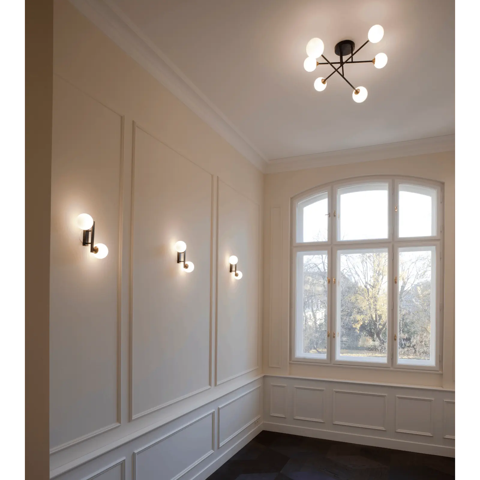 Zidna lampa SNOWWHITE sa dva izvora svetla, crni mesing - 9