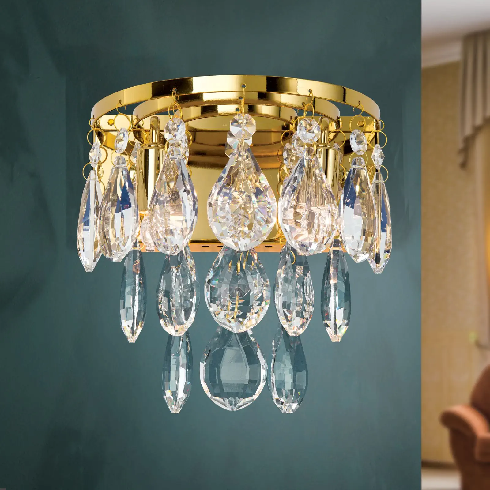 Zidna lampa CELESTE, sa tri izvora svetla, pozlaćeno - 2