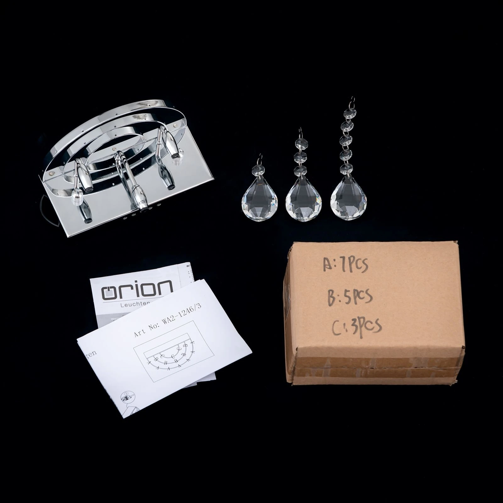 Zidna lampa CELESTE, sa tri izvora svetla, hromirana - 8