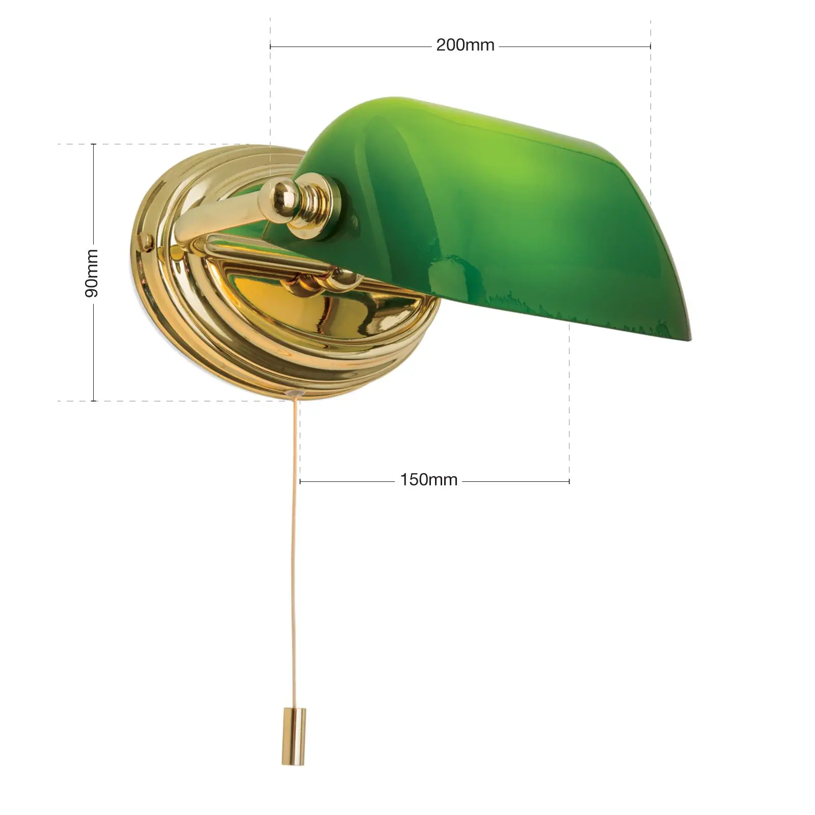 Zidna lampa HARVARD, mesing, sa zelenim staklenim abažurom - 7