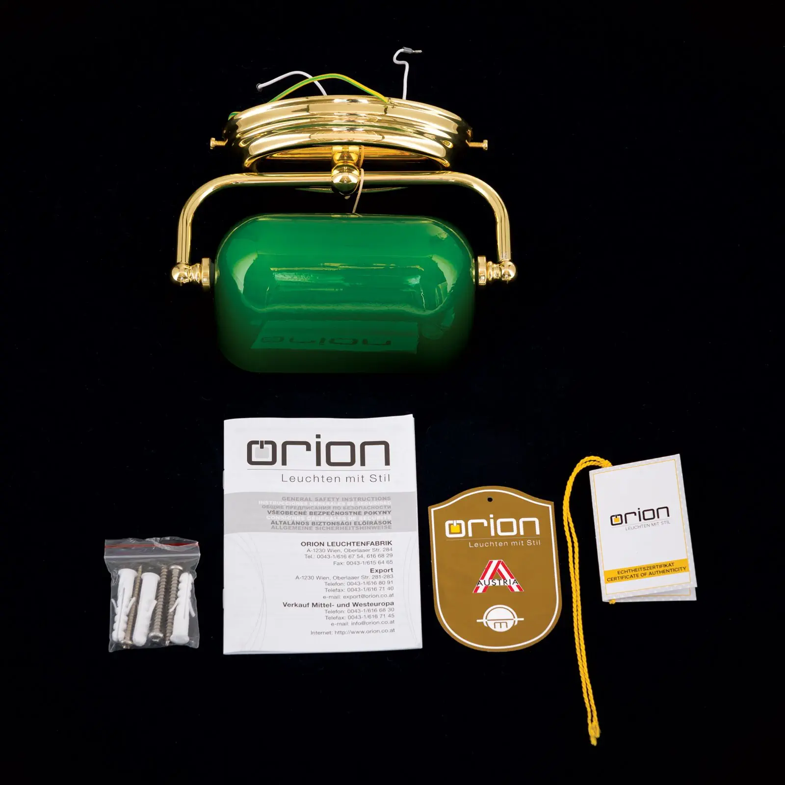 Zidna lampa HARVARD, mesing, sa zelenim staklenim abažurom - 8