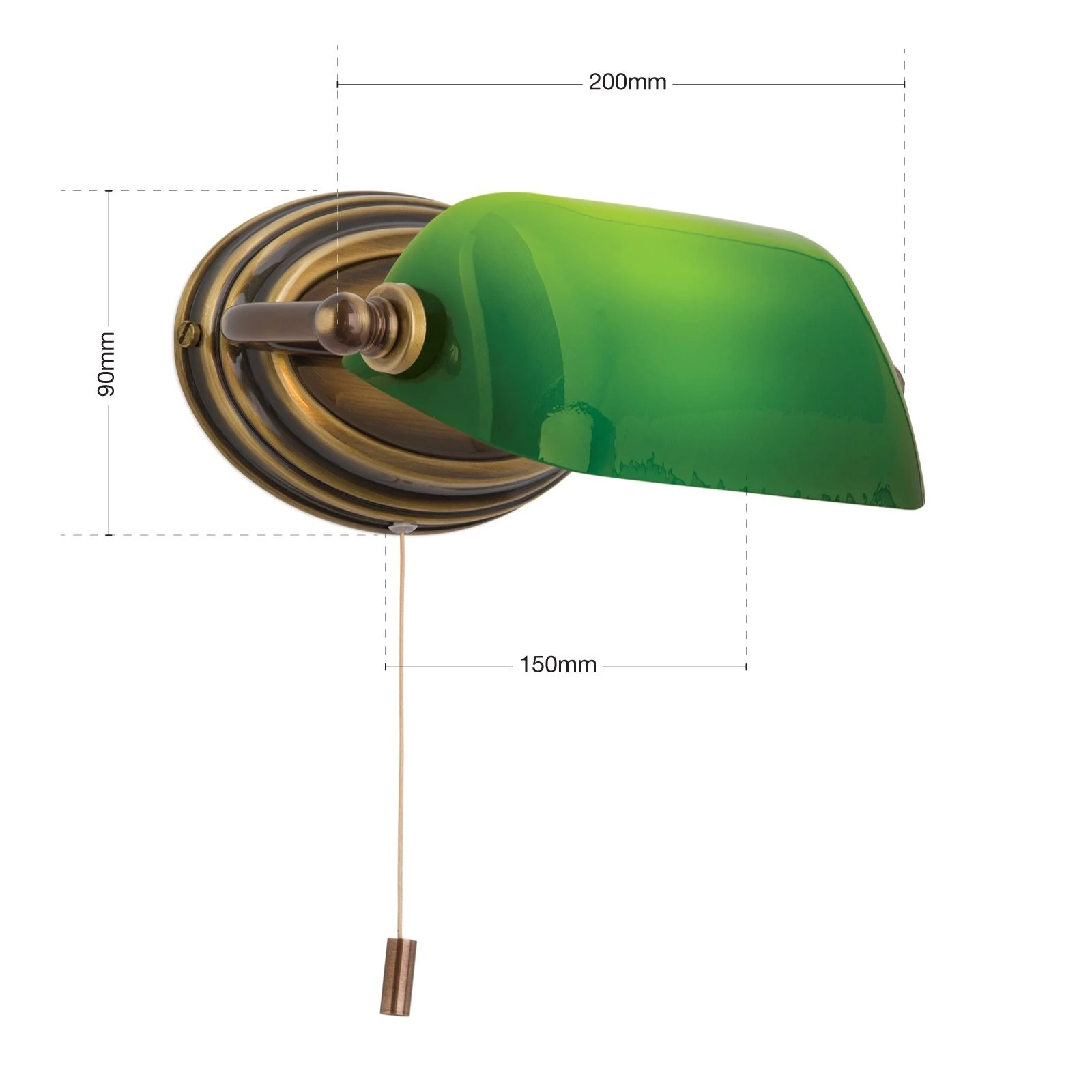 Zidna lampa HARVARD, patina, zeleni stakleni abažur - 7