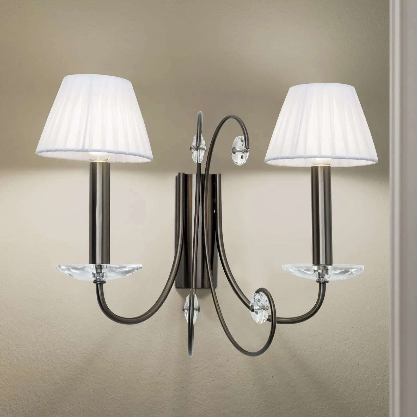 Kristalna zidna lampa ARIANE, 2 izvora svetla, tamni nikl - 4