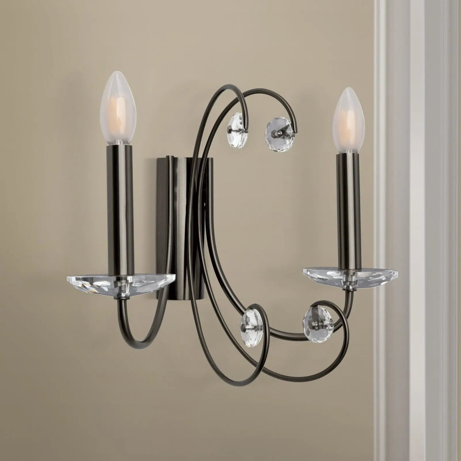 Kristalna zidna lampa ARIANE, 2 izvora svetla, tamni nikl - 5