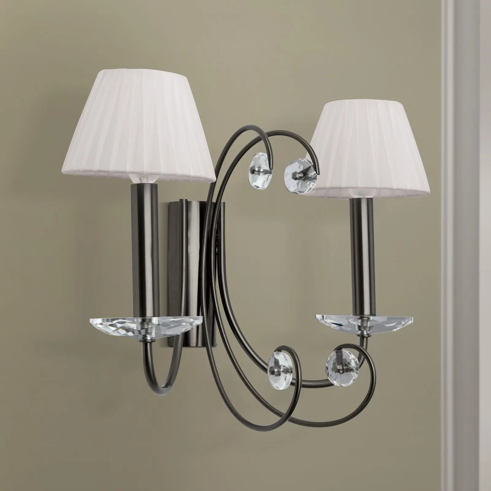 Kristalna zidna lampa ARIANE, 2 izvora svetla, tamni nikl - 6