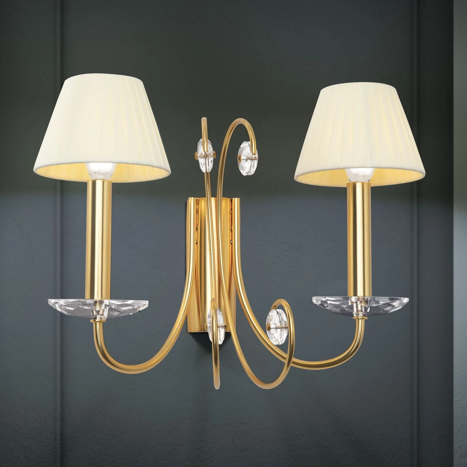 Kristalna zidna lampa ARIANE, 2 izvora svetla, mat zlato - 4