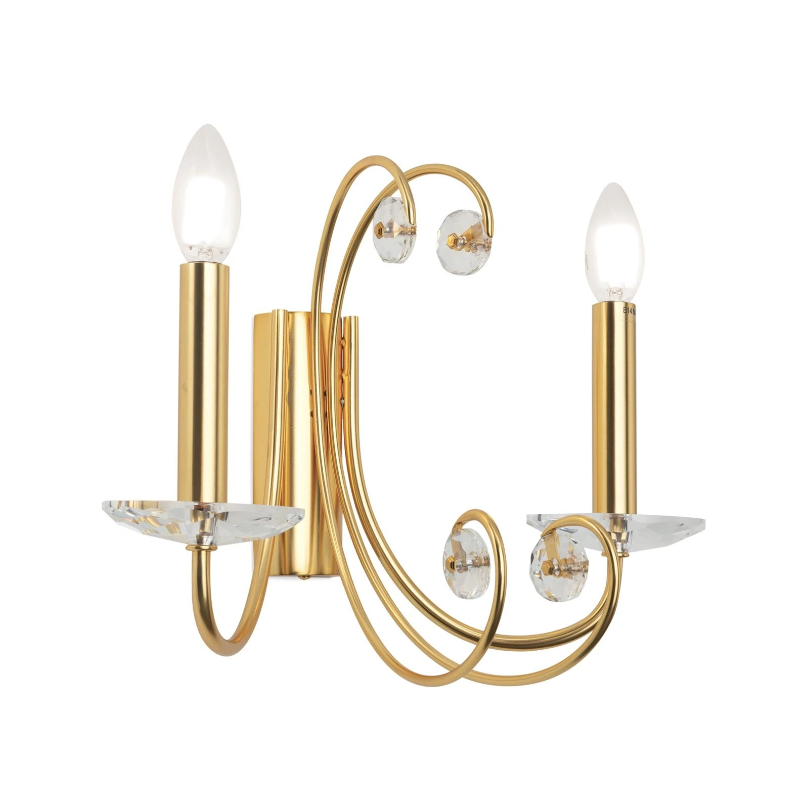 Kristalna zidna lampa ARIANE, 2 izvora svetla, mat zlato - 7