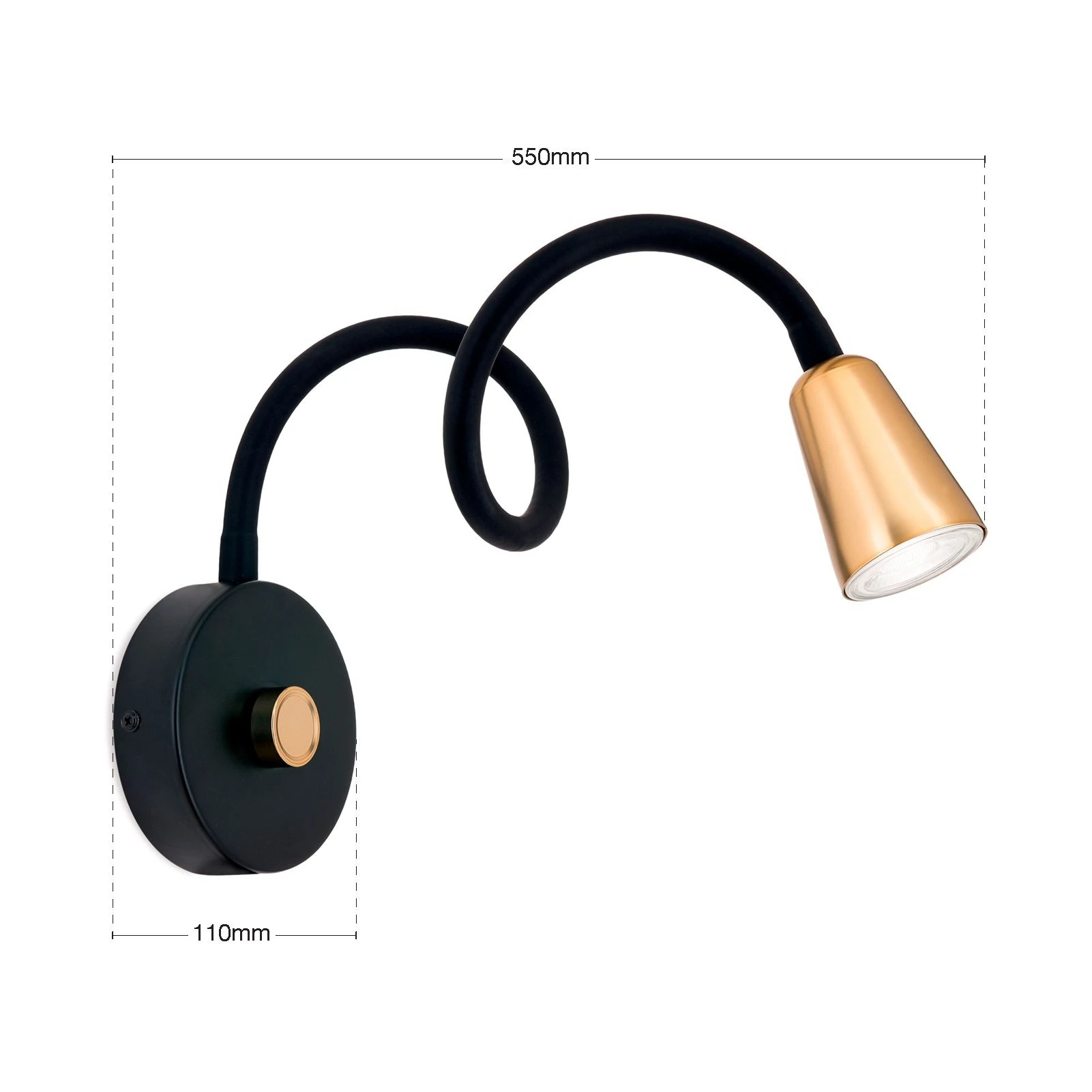 Zidna lampa DOTTY, crna / mat mesing - 7