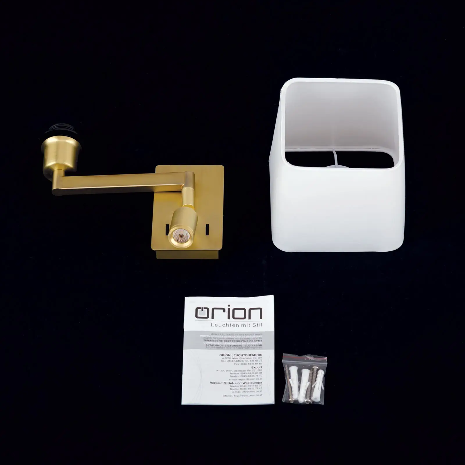 Zidna lampa CARLTON, mat mesing, sa belim tekstilnim abažurom - 8