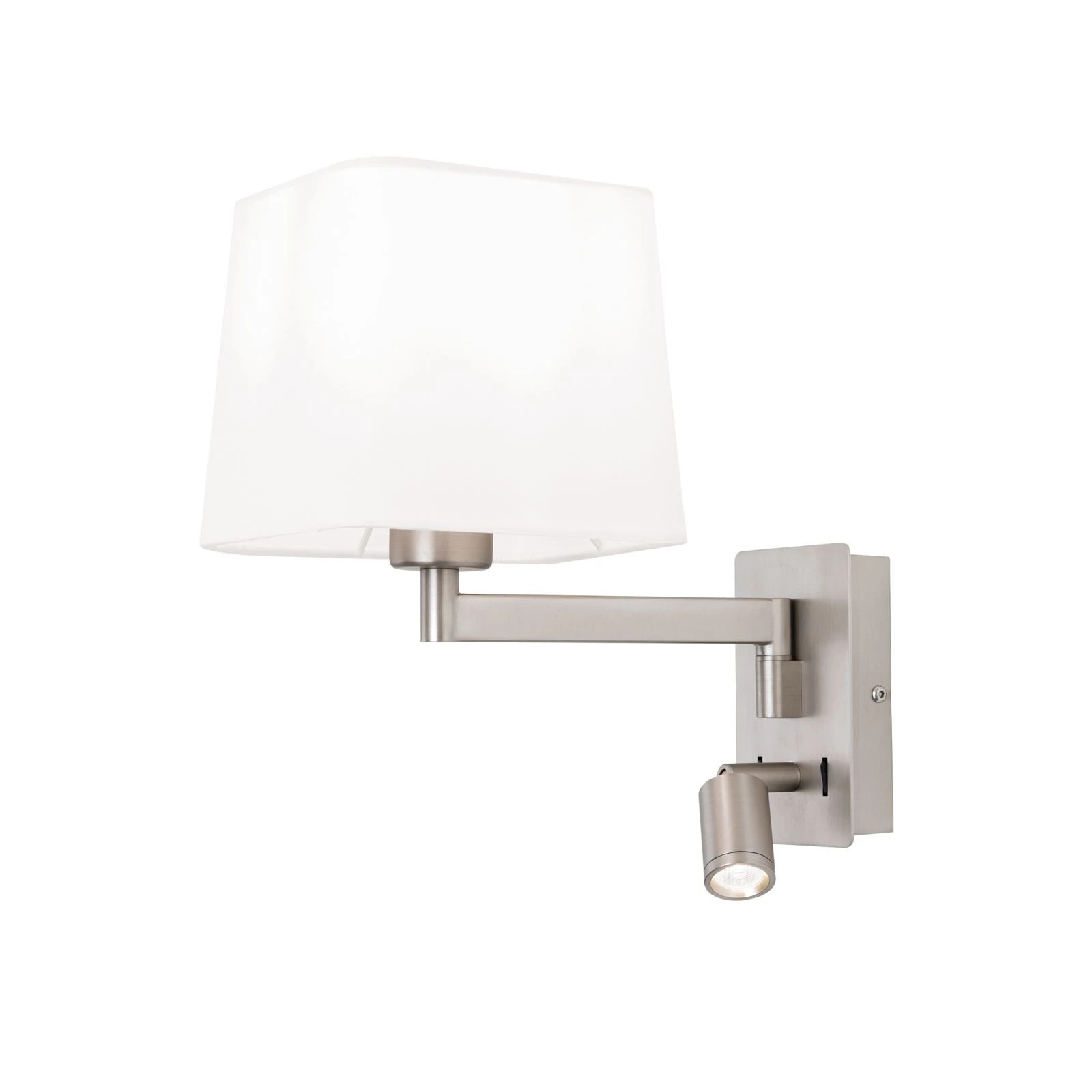 Zidna lampa CARLTON, saten, beli tekstilni abažur - 4