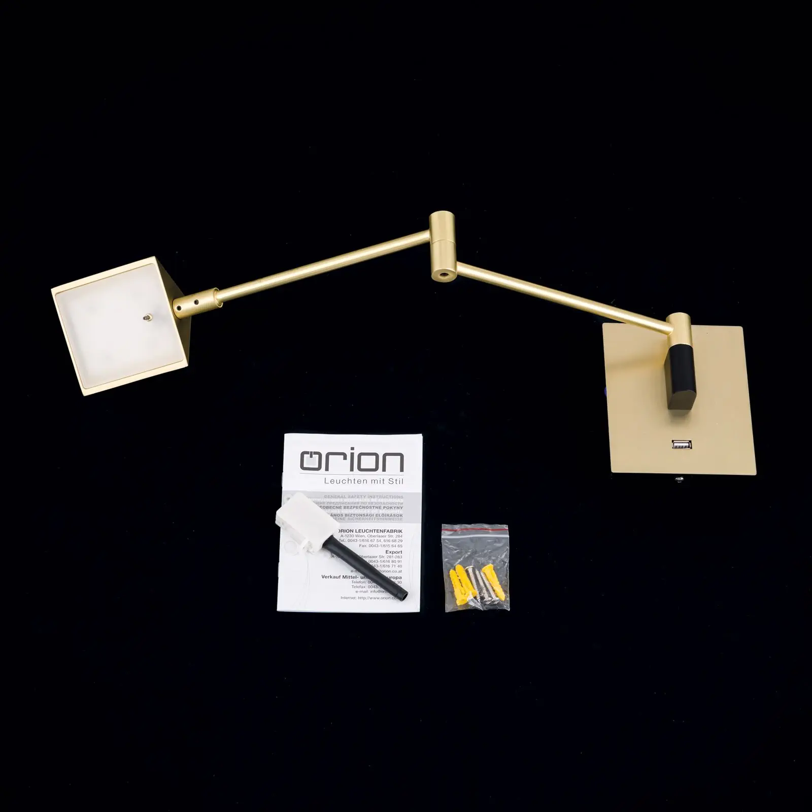 LED zidna lampa BOSTON, rotirajuća ruka, mat mesing - 8