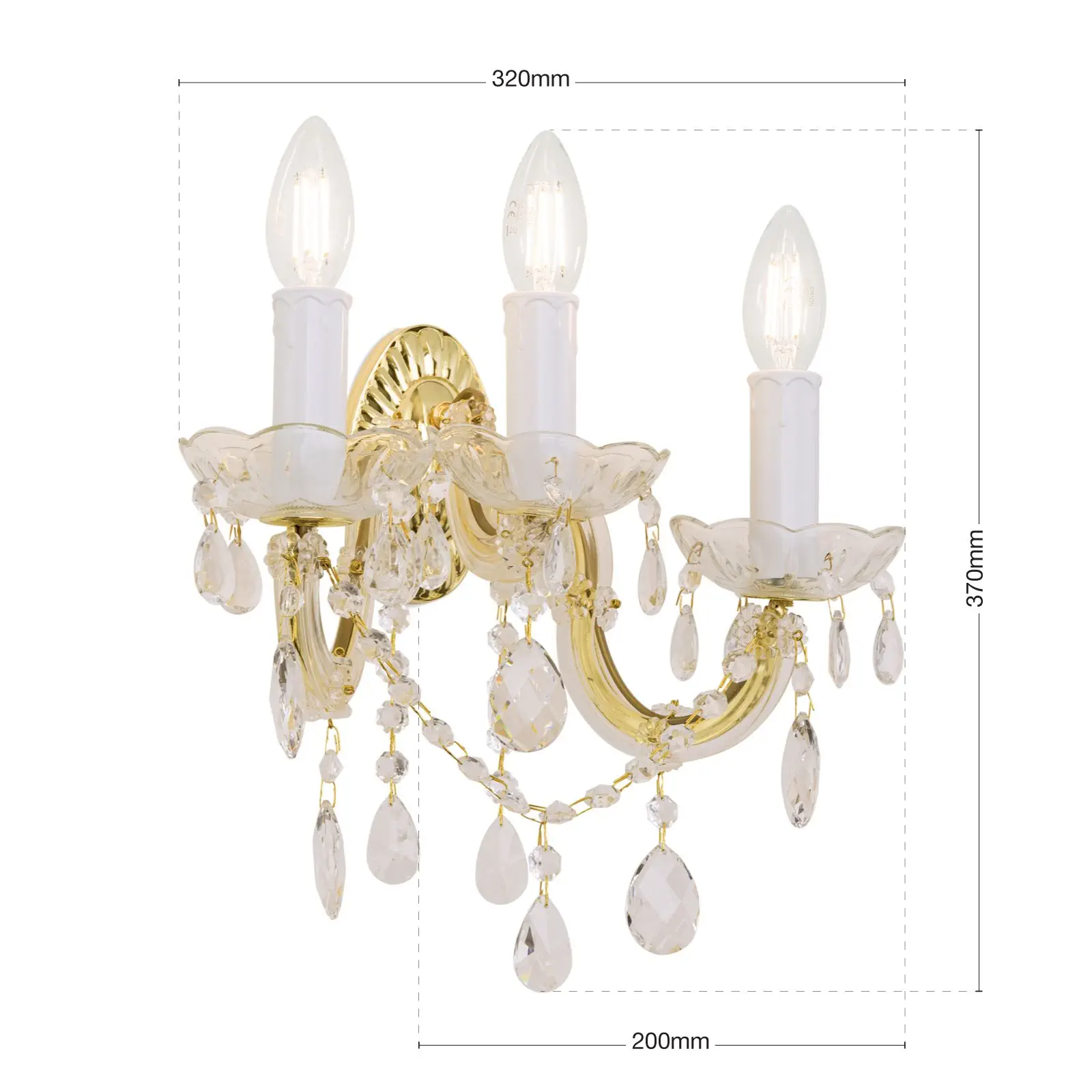 Zidna lampa BALLROOM, sa tri izvora svetla, pozlaćena - 7