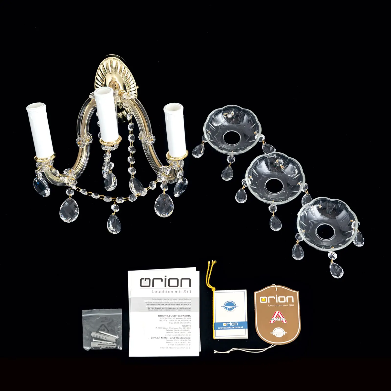 Zidna lampa BALLROOM, sa tri izvora svetla, pozlaćena - 8