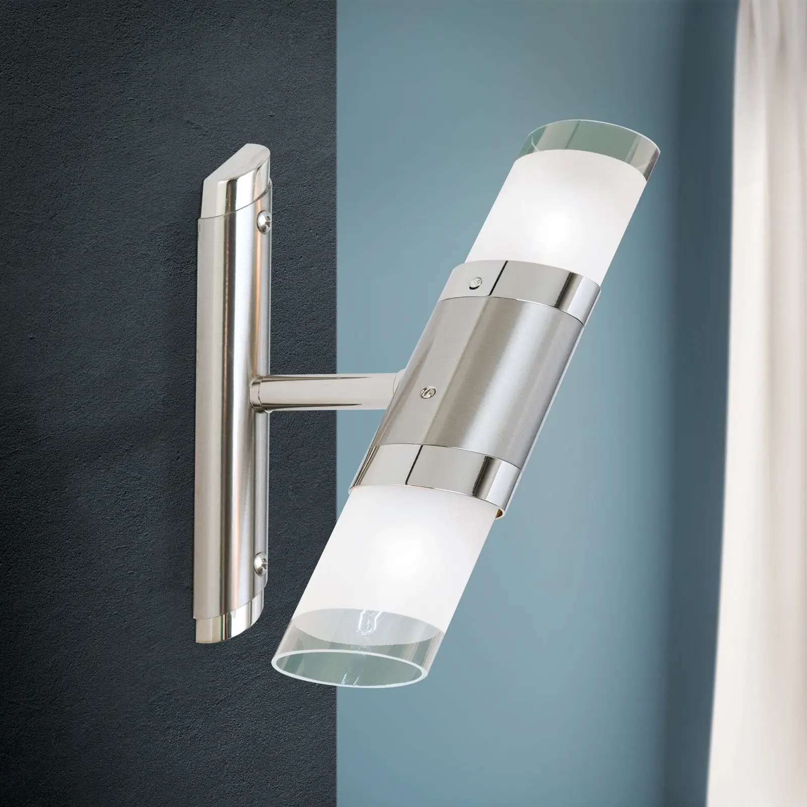 Zidna lampa SPOT EXCLUSIVE, 2-lampa, satin, sa transparentnim mat staklima - 1