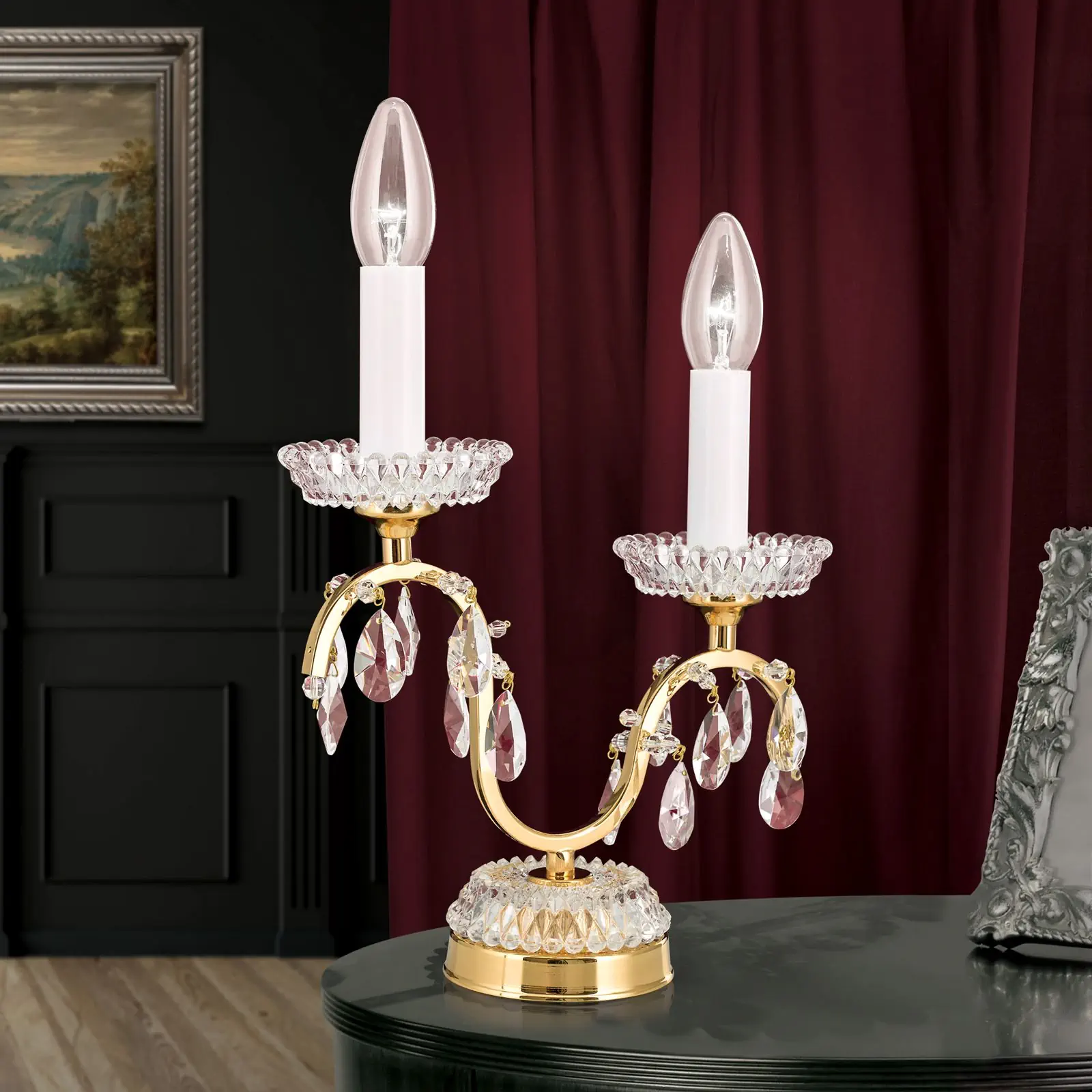 Stona lampa HIROHITO, 2 izvora svetla, zlatna - 7